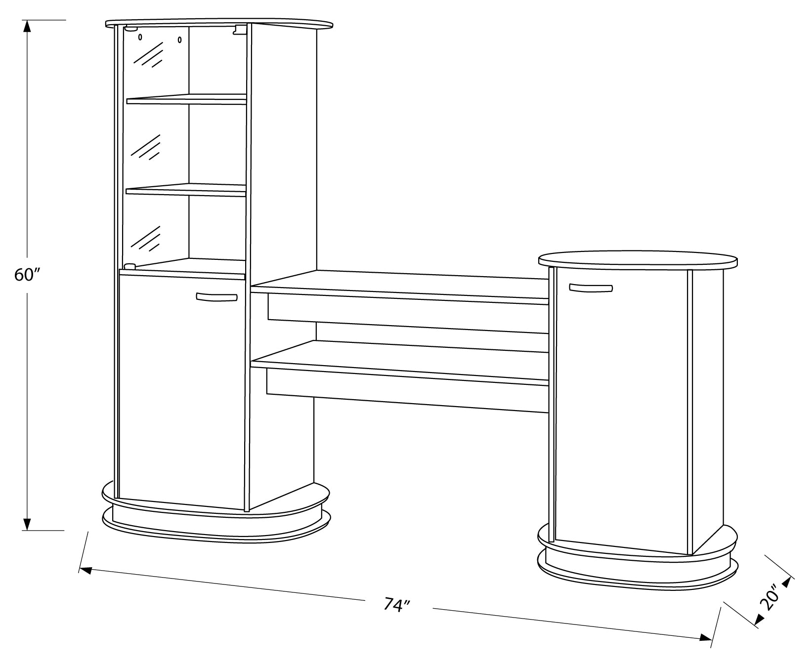 BIBLIOTHEQUE - GRIS / UNITE DE RANGEMENT – ET 1008