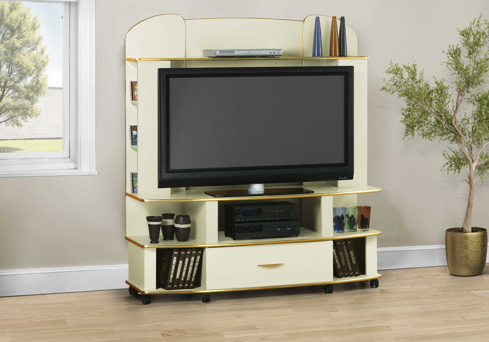 MEUBLE TV - CHAMPAGNE / OR / TV A ECRAN PLAT – ET 8502