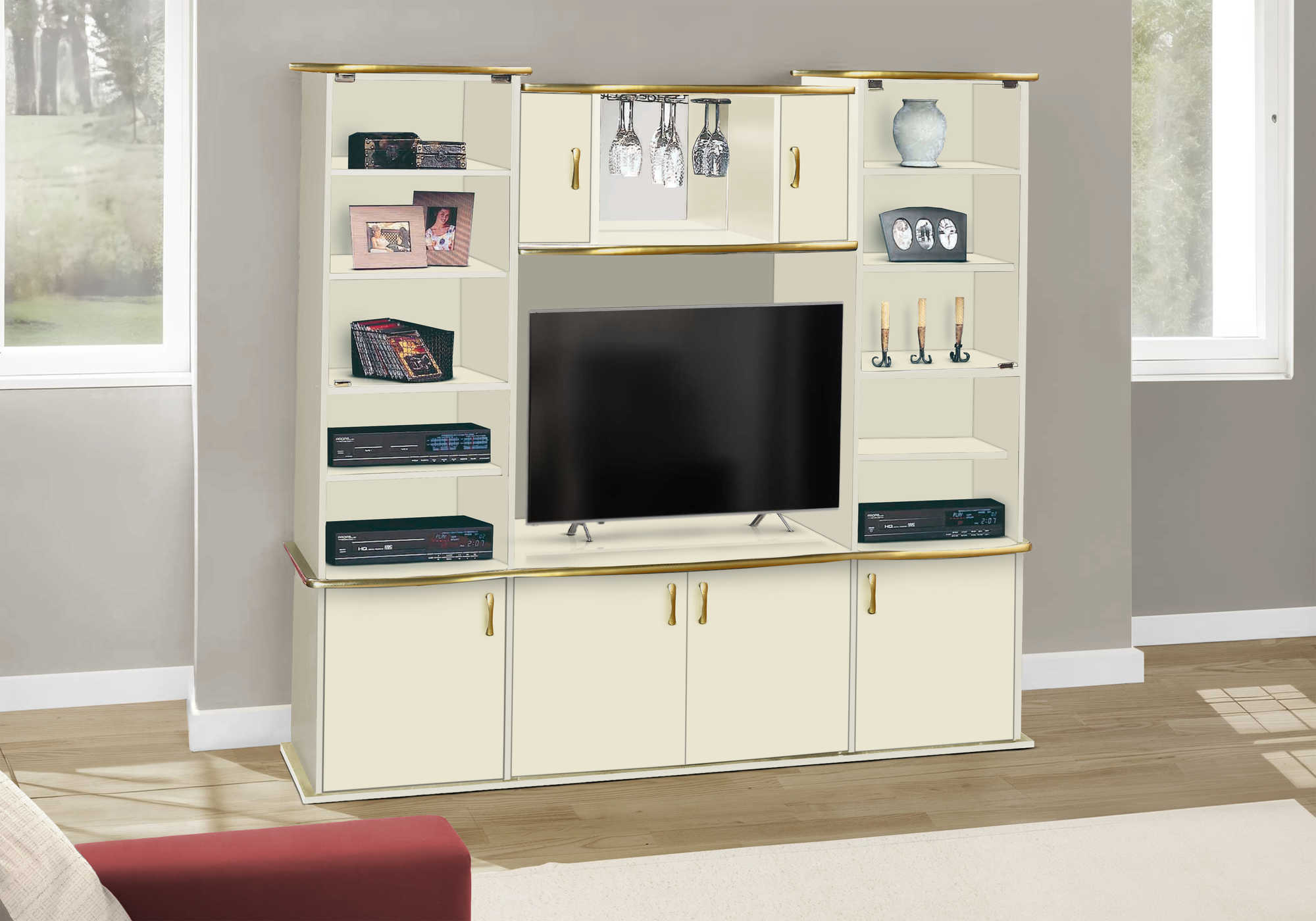 MEUBLE TV - CHAMPAGNE / LAITON – ET 856