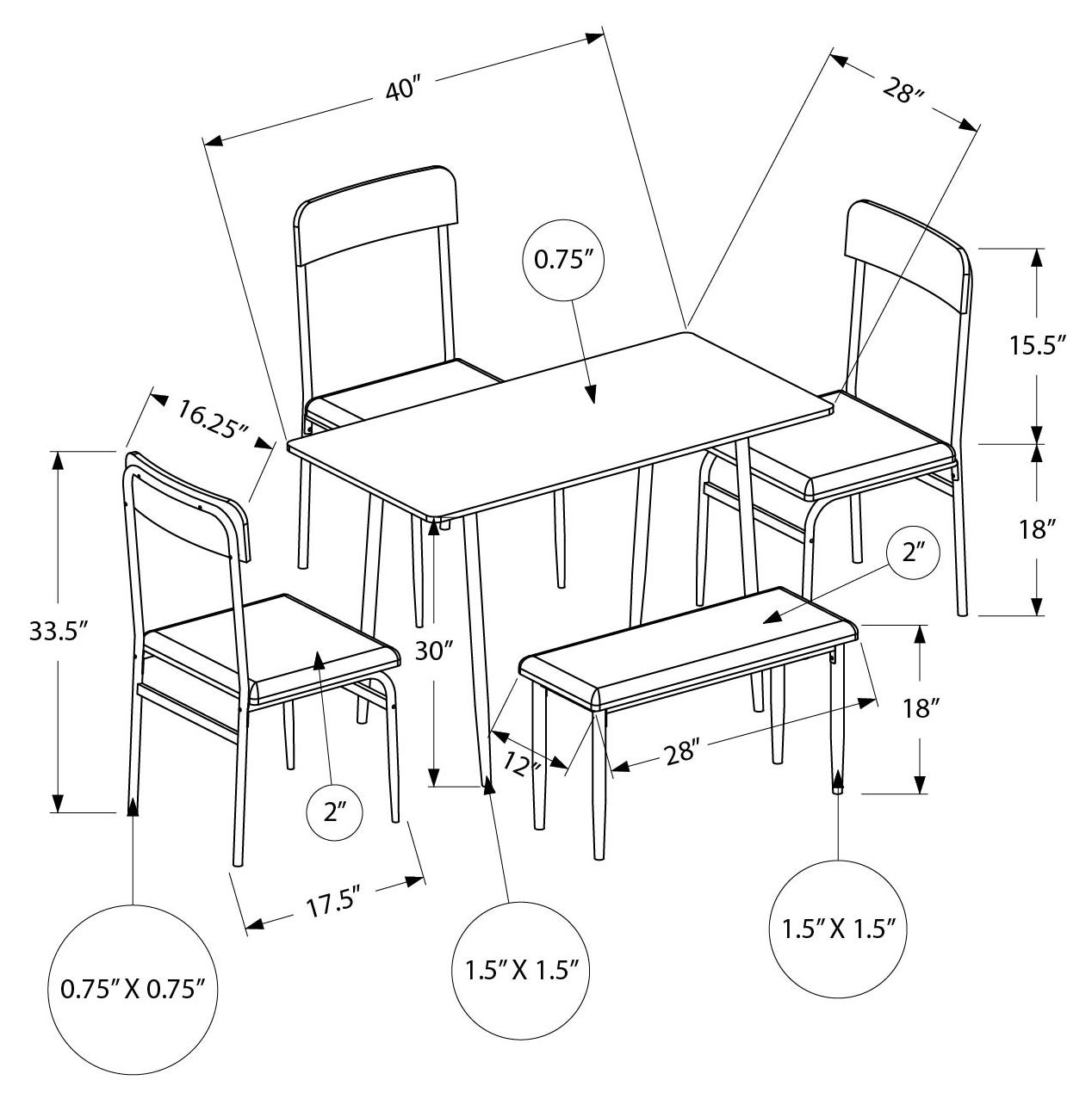 ENS SALLE A MANGER - 5PCS / CHENE RUSTIQUE / METAL NOIR – I 1027