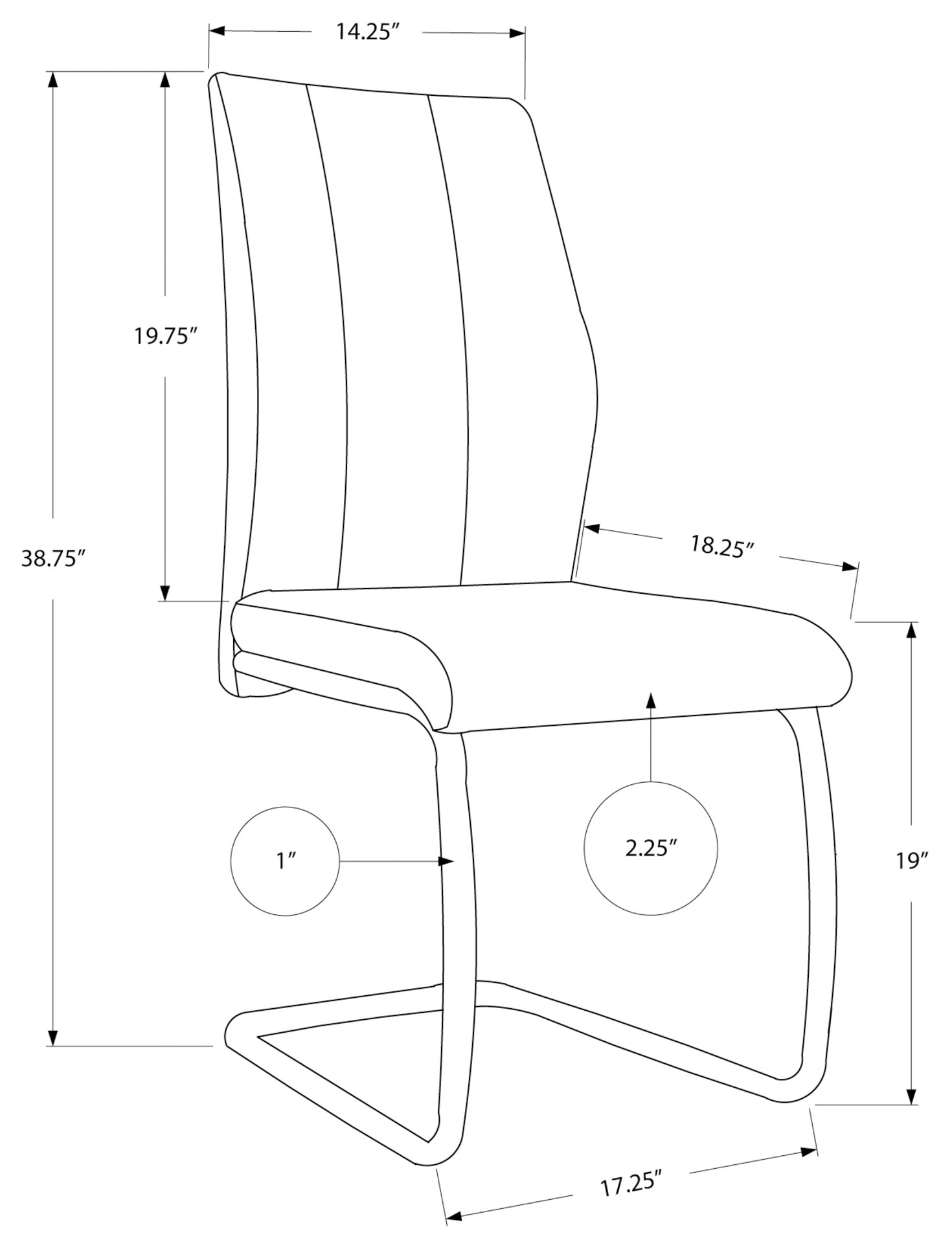 CHAISE - 2PCS - 39"H / TISSUS GRIS / CHROME – I 1061