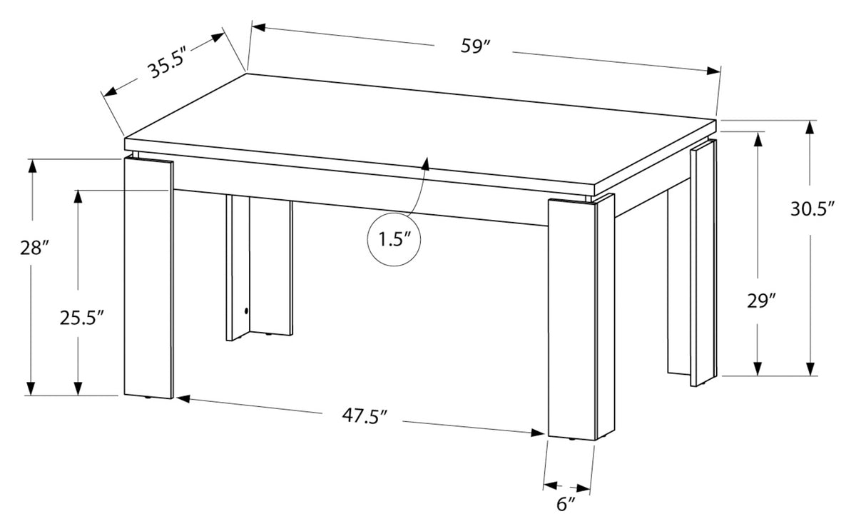 TABLE A MANGER - 36"X 60 / FAUX BOIS TAUPE – I 1088