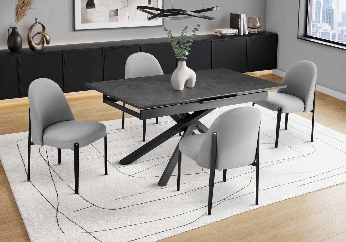 TABLE A MANGER - NOIR 36"X 63"X 79" / EXT.16" / BASE METAL – I 1104