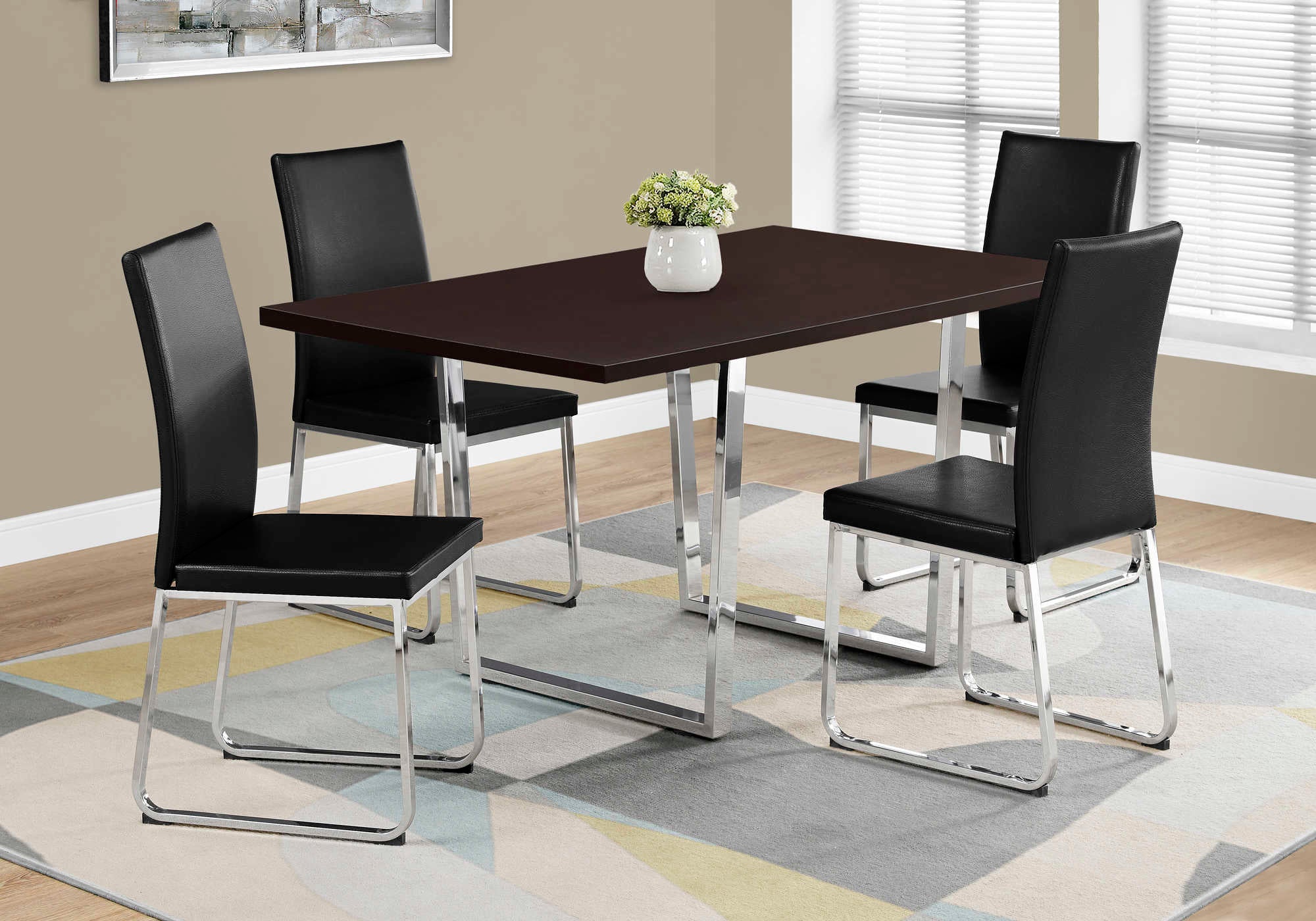 Image of dining table - 36"x 60" / espresso / chrome metal  i 1122.