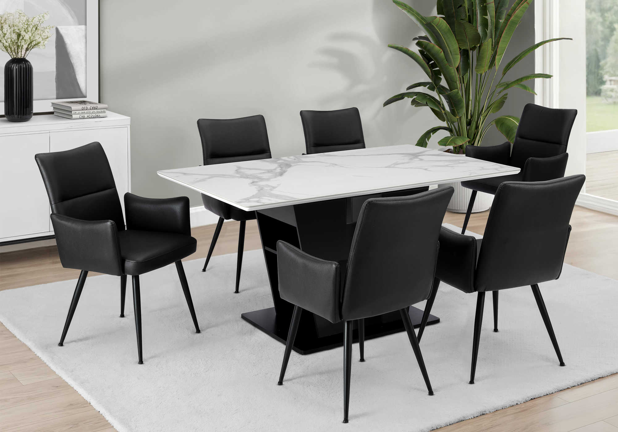 TABLE A MANGER - 36"X 60" / DESSUS PIERRE BLANC / BASE NOIR – I 1128