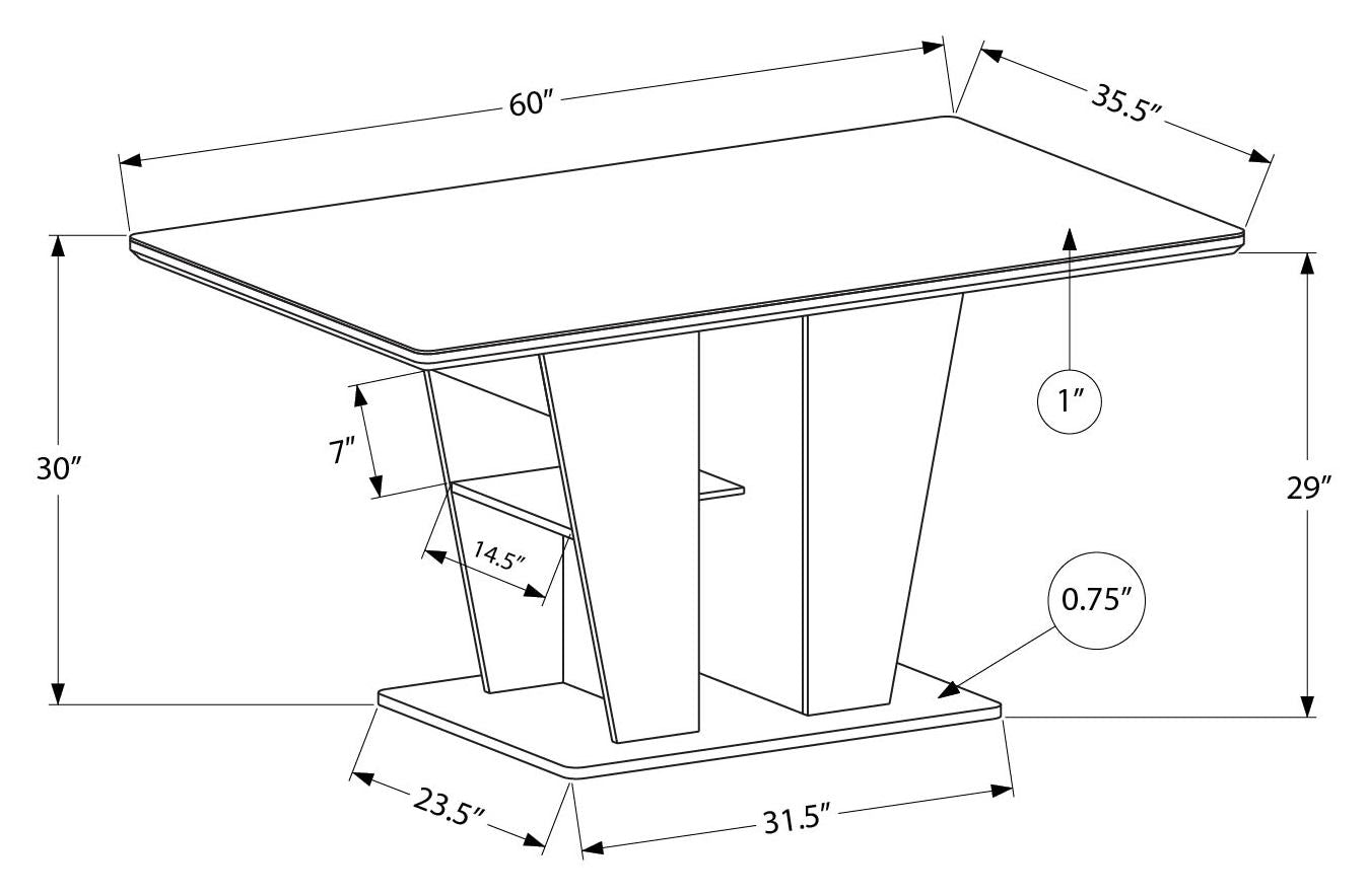 TABLE A MANGER - 36"X 60" / DESSUS PIERRE BLANC / BASE NOIR – I 1128