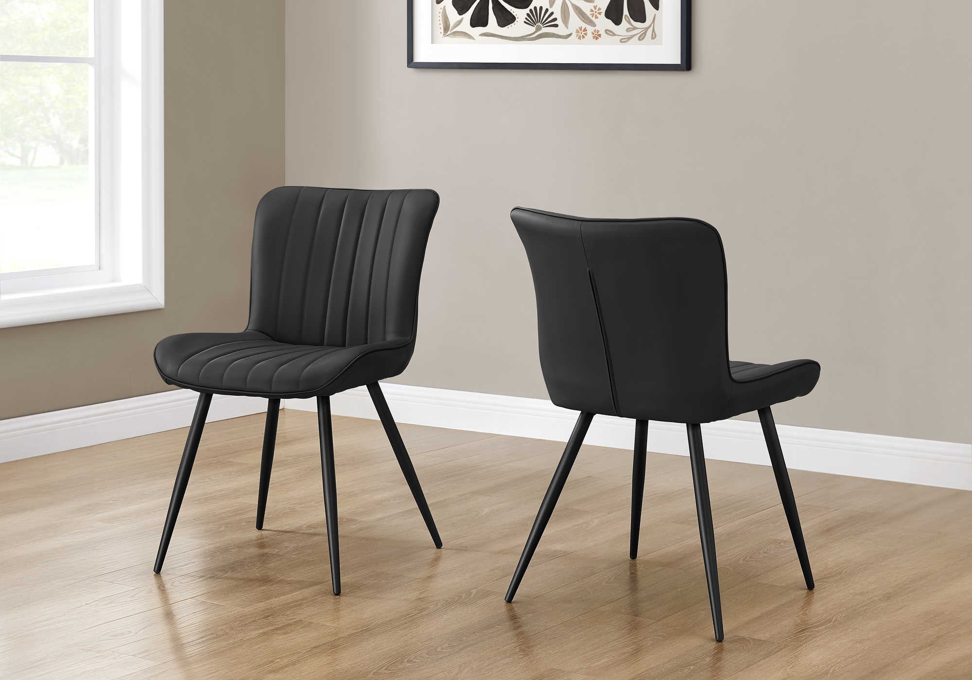 CHAISE - 2PCS / 33"H / SIMILI-CUIR NOIR / METAL NOIR – I 1130