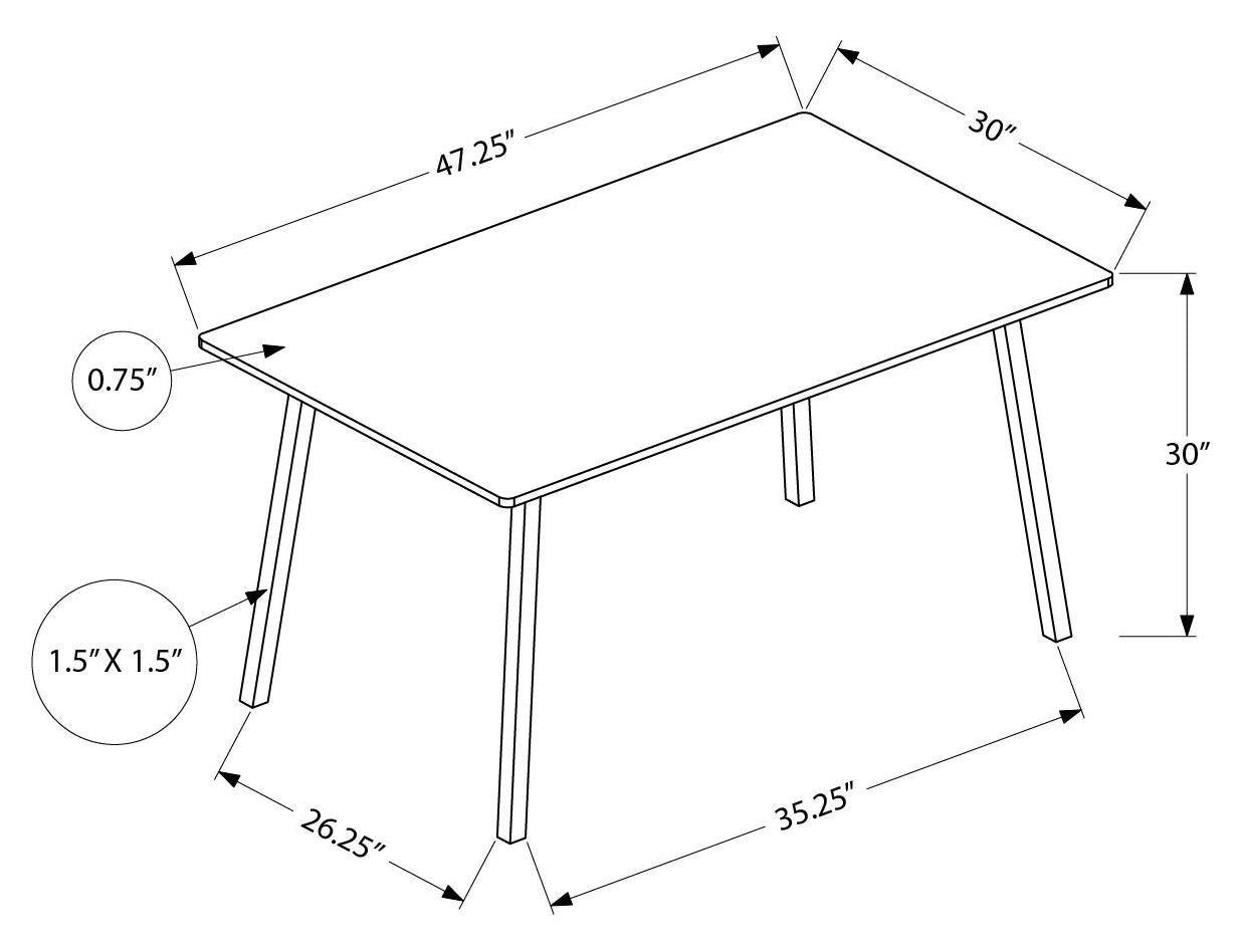 TABLE A MANGER - 30"X 48" / GRIS / METAL NOIR – I 1140