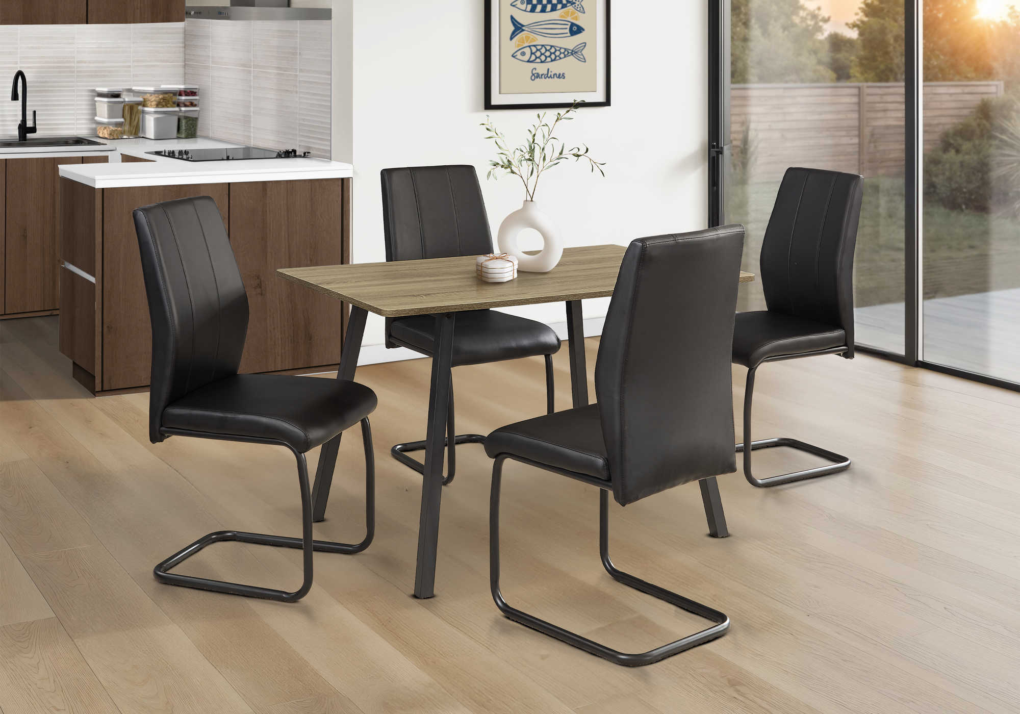 TABLE A MANGER - 30"X 48" / TAUPE FONCE / METAL NOIR – I 1141