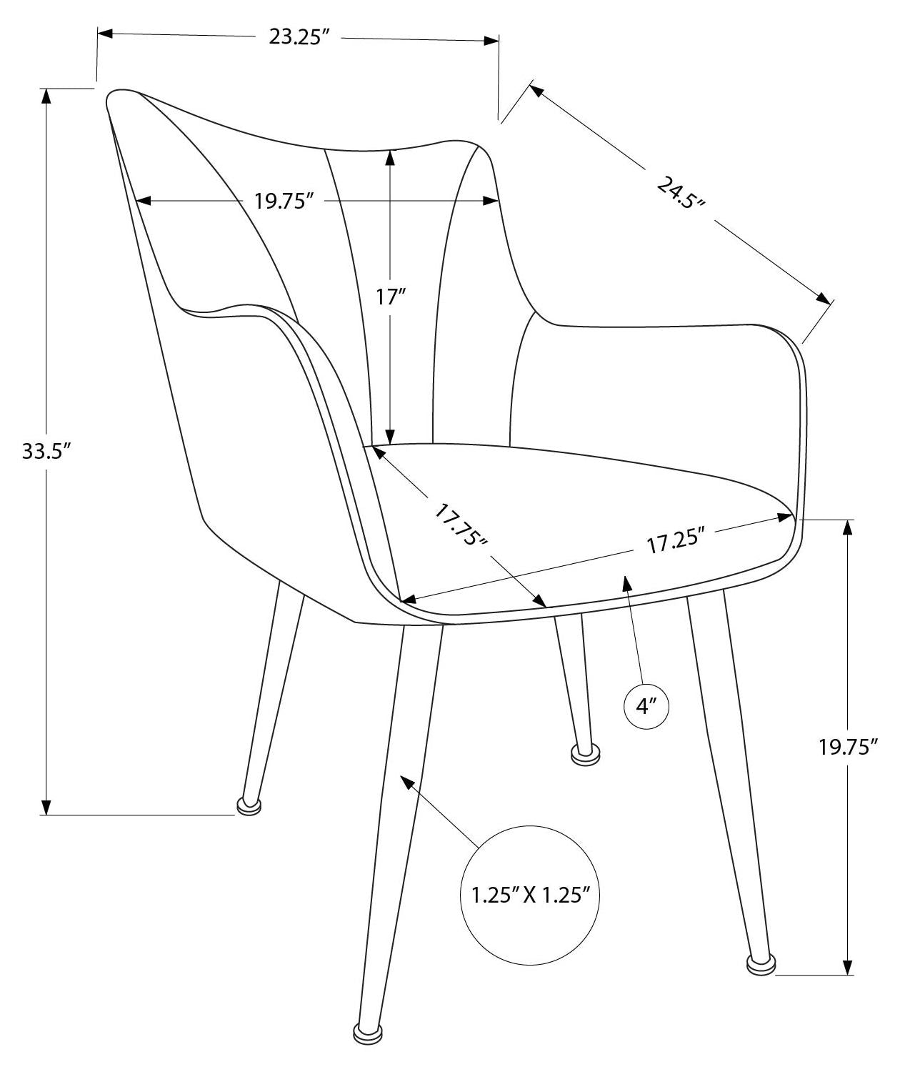 CHAISE - 2PCS / 34"H / SIMILI-CUIR NOIR / GRIS / METAL NOIR – I 1167