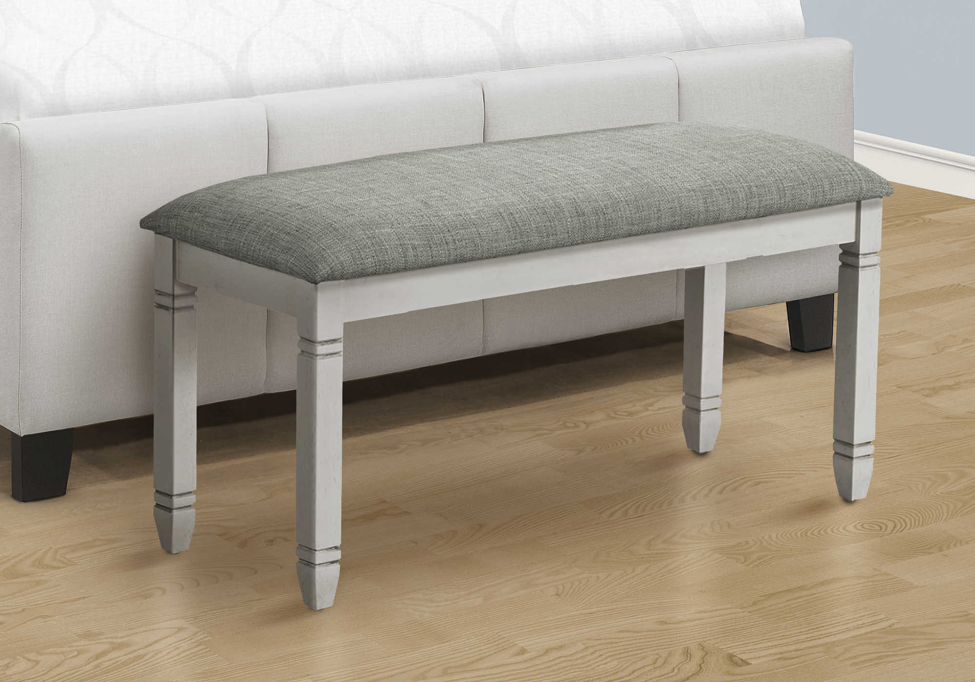 BANC - 41"L / REMBOURREE TISSU GRIS – I 1257
