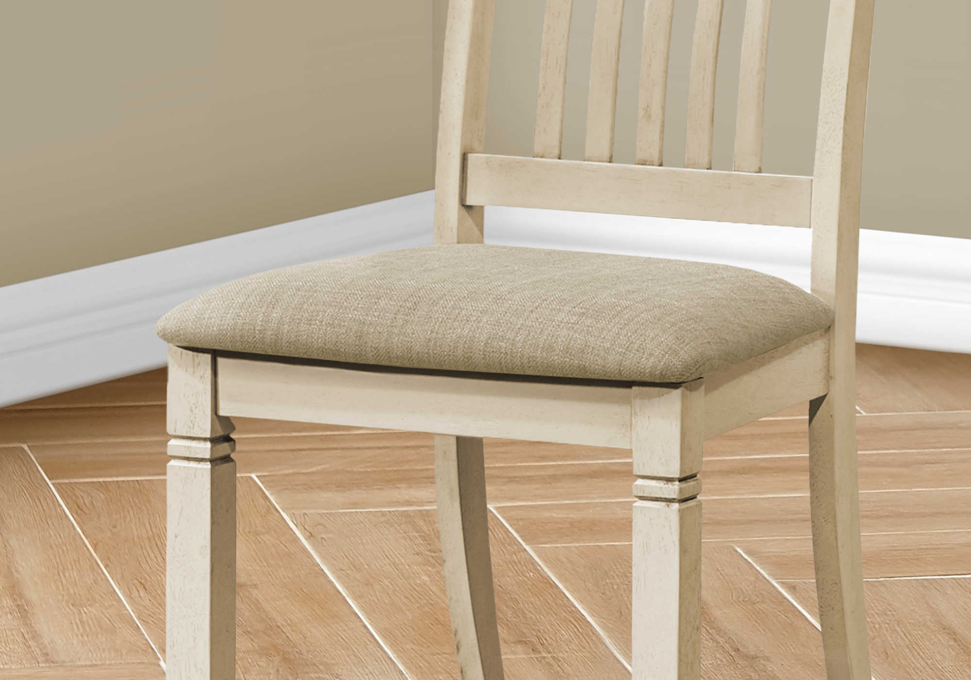 CHAISE - 2PCS - 38"H / REMBOURREE TISSU BEIGE – I 1265