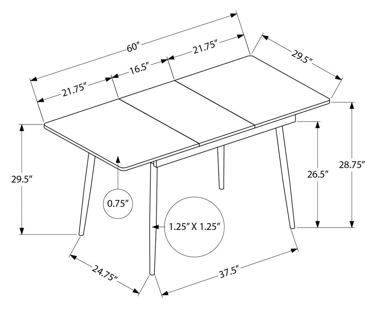 TABLE A MANGER - NOIR / METAL 30"X 44"X 60" / EXTENSION 16" – I 1276