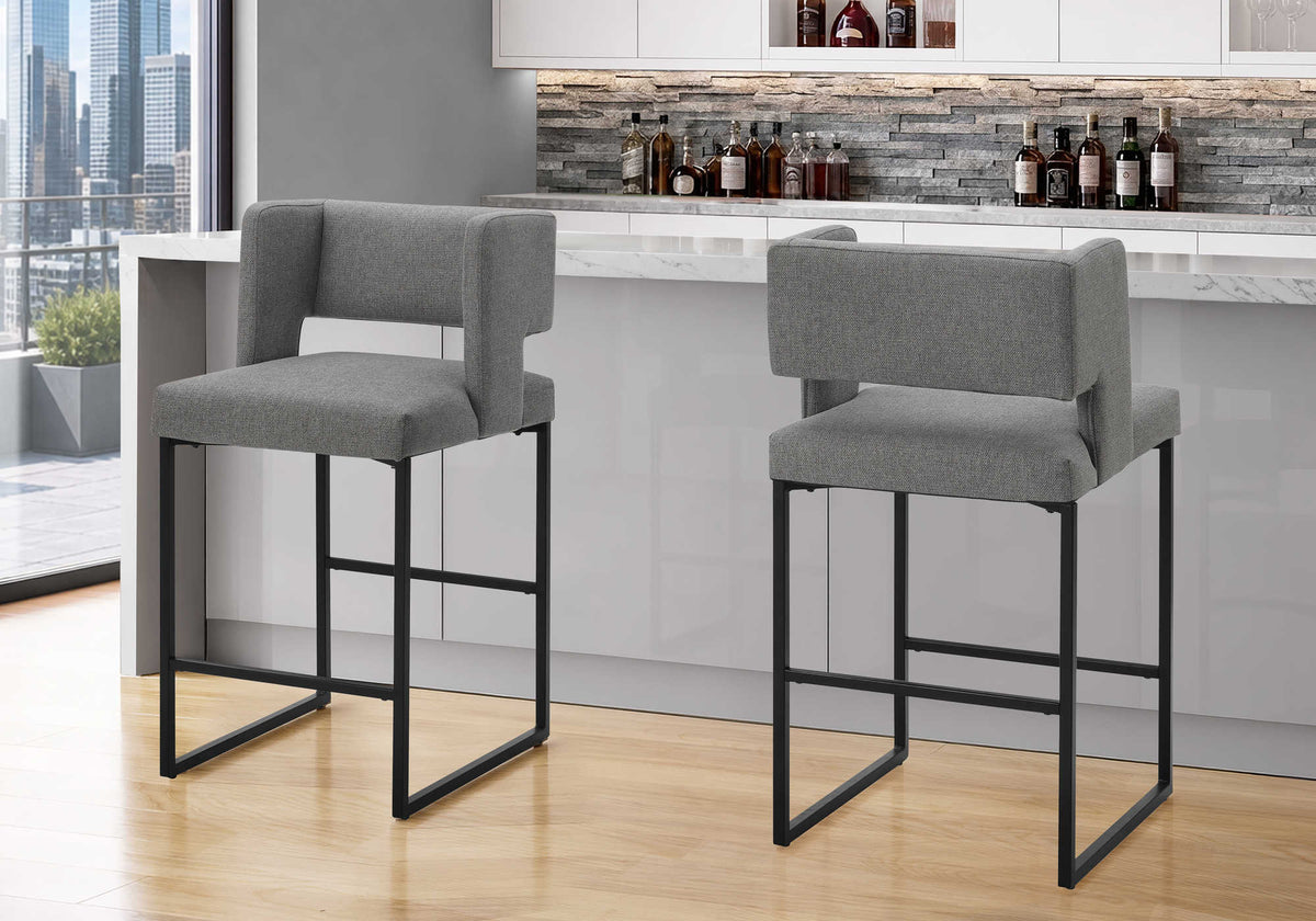 TABOURET DE BAR - 2PCS / 39"H / TISSU GRIS / HAUTEUR BAR – I 1291