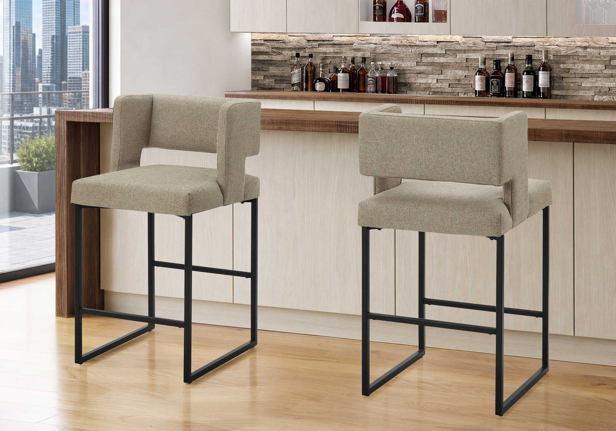 TABOURET DE BAR - 2PCS / 39"H / TISSU BRUN / HAUTEUR BAR – I 1292