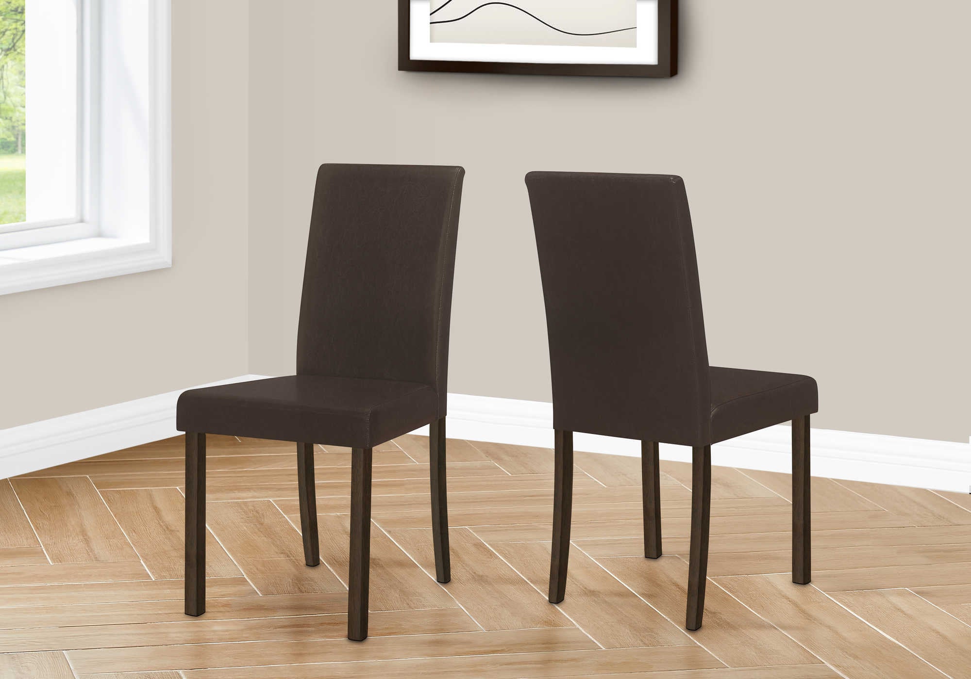 Image of dining chair - 2pcs / 36"h espresso / dark brown pu i 1303.