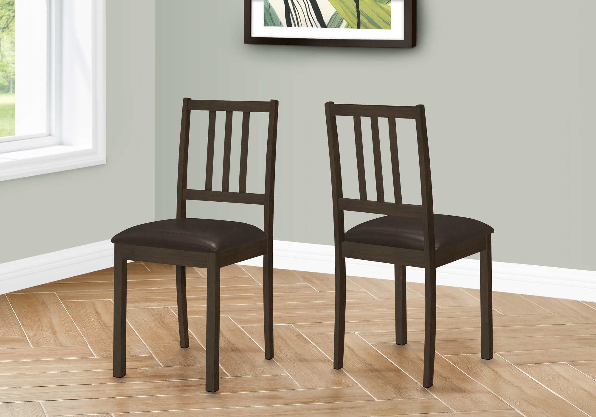 Image of dining chair - 2pcs / 36"h espresso / dark brown pu seat i 1304.