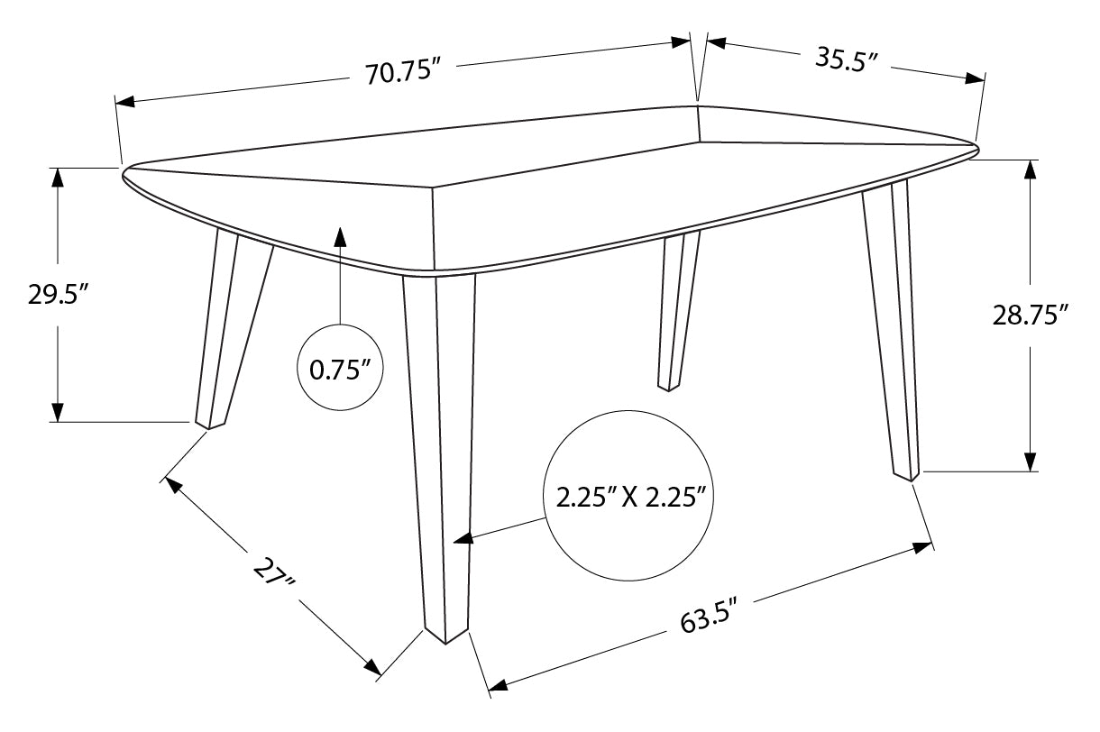 TABLE A MANGER - 36"X 72" / BOIS PLAQUE NOYER BRUN – I 1364