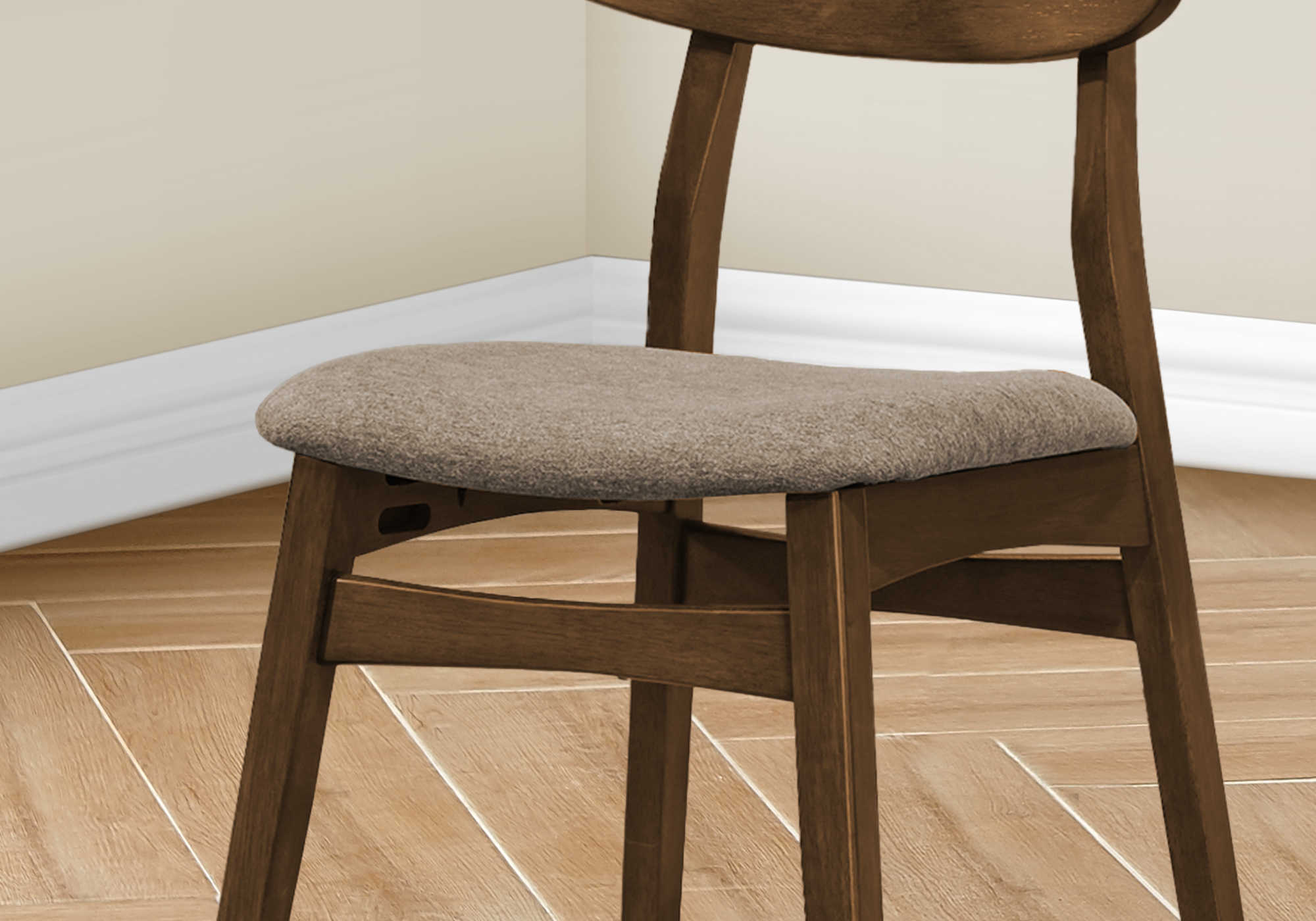 CHAISE - 2PCS - 30"H /  NOYER BRUN / SIEGE TISSU BEIGE – I 1365