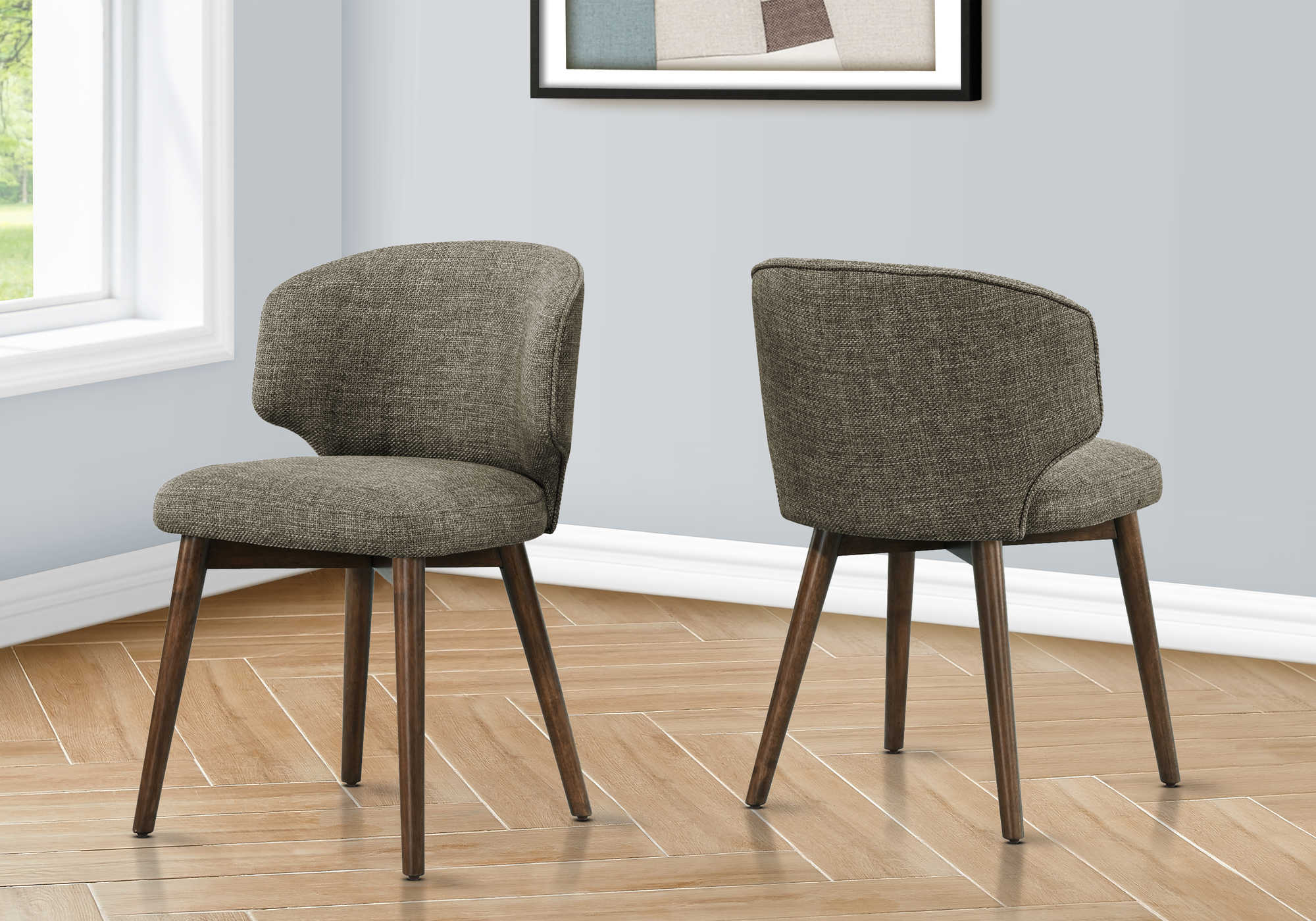 CHAISE - 2PCS - 32"H /  NOYER BRUN / SIEGE TISSU BRUN – I 1366