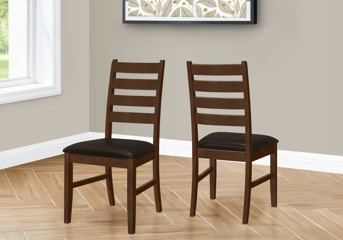 CHAISE - 2PCS - 37"H / BRUN / SIMILI-CUIR BRUN FONCE – I 1372