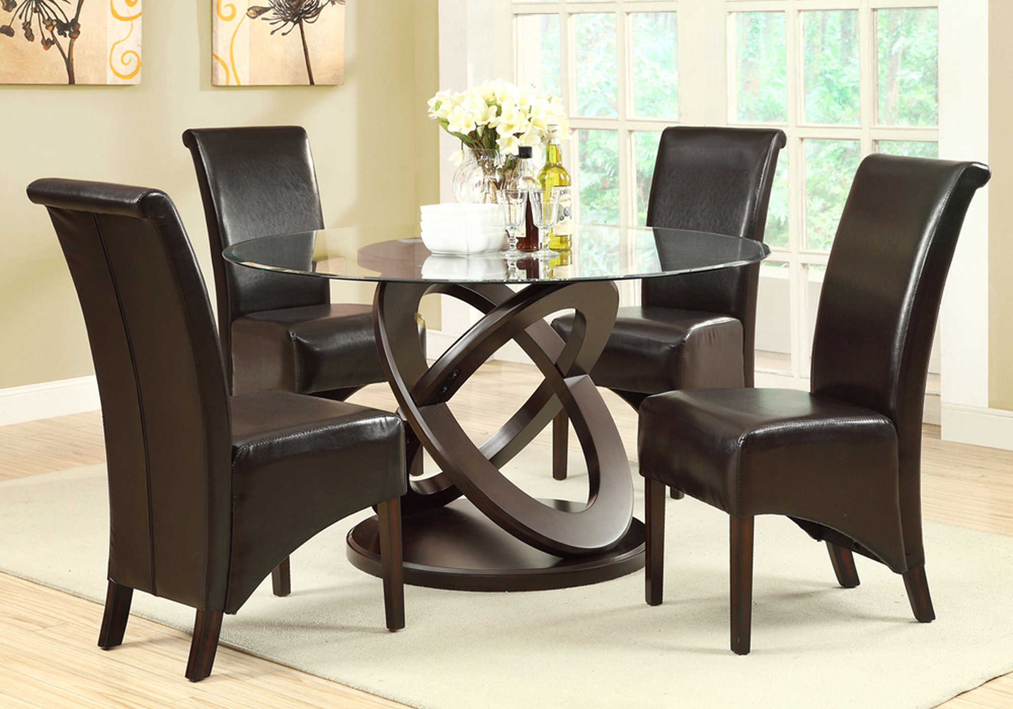 Image of dining table - 48"dia / espresso with tempered glass  i 1749.