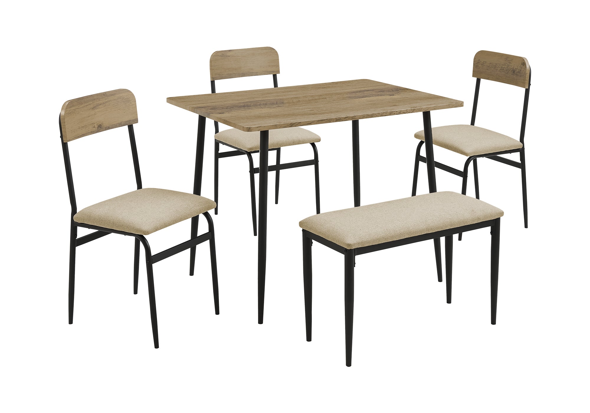 ENS SALLE A MANGER - 5PCS / CHENE RUSTIQUE / METAL NOIR – I 1027