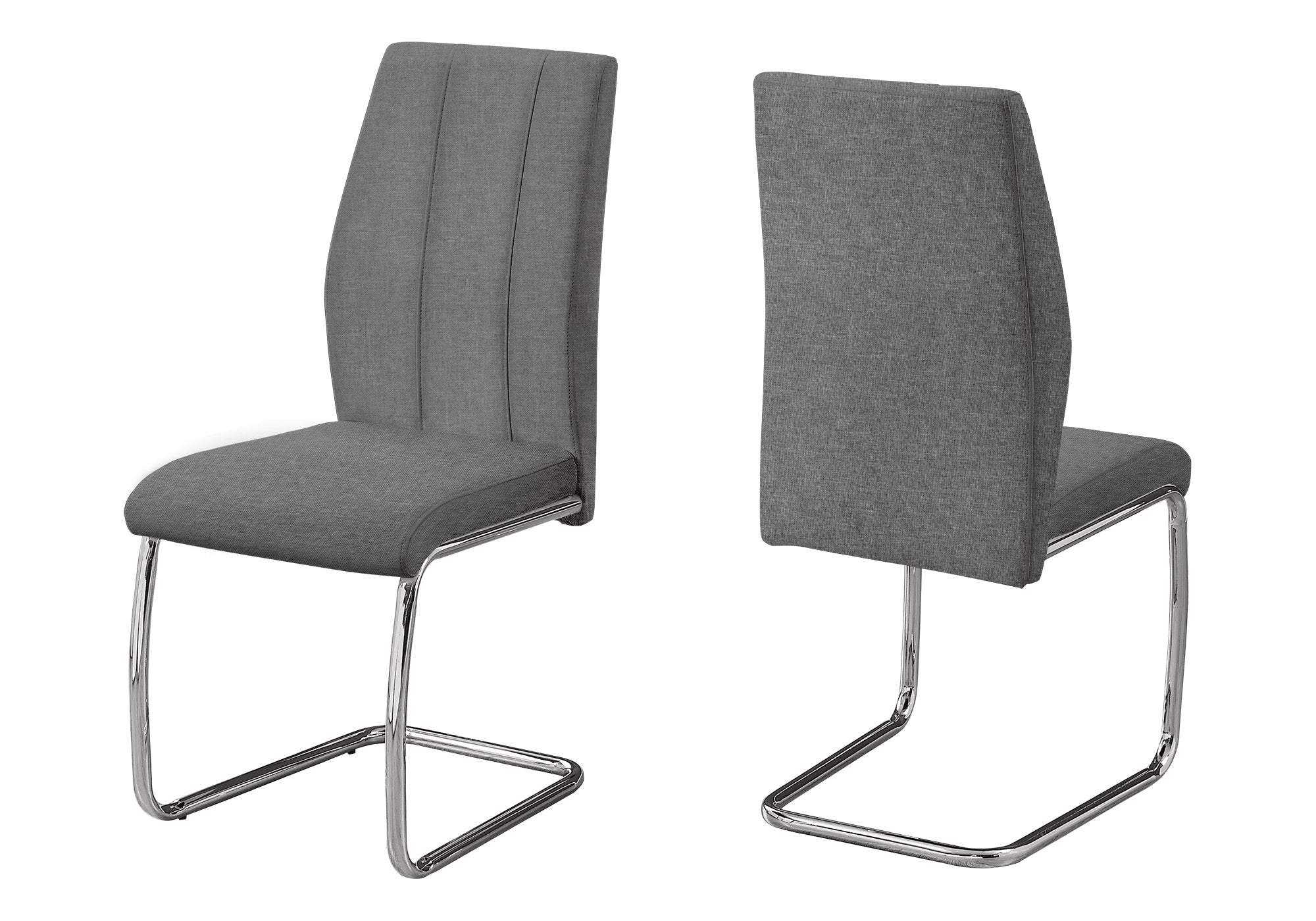 CHAISE - 2PCS - 39"H / TISSUS GRIS / CHROME – I 1061