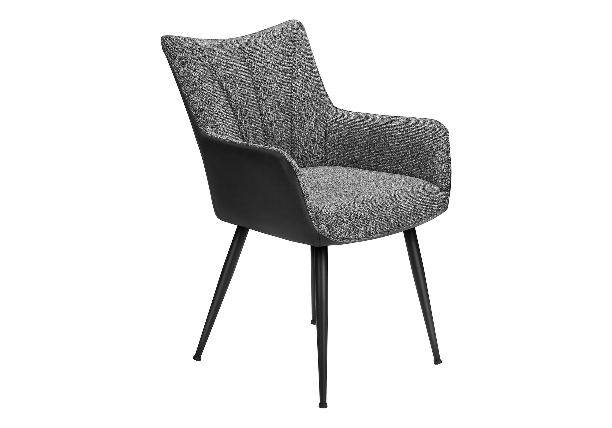 CHAISE - 2PCS / 34"H / SIMILI-CUIR NOIR / GRIS / METAL NOIR – I 1167
