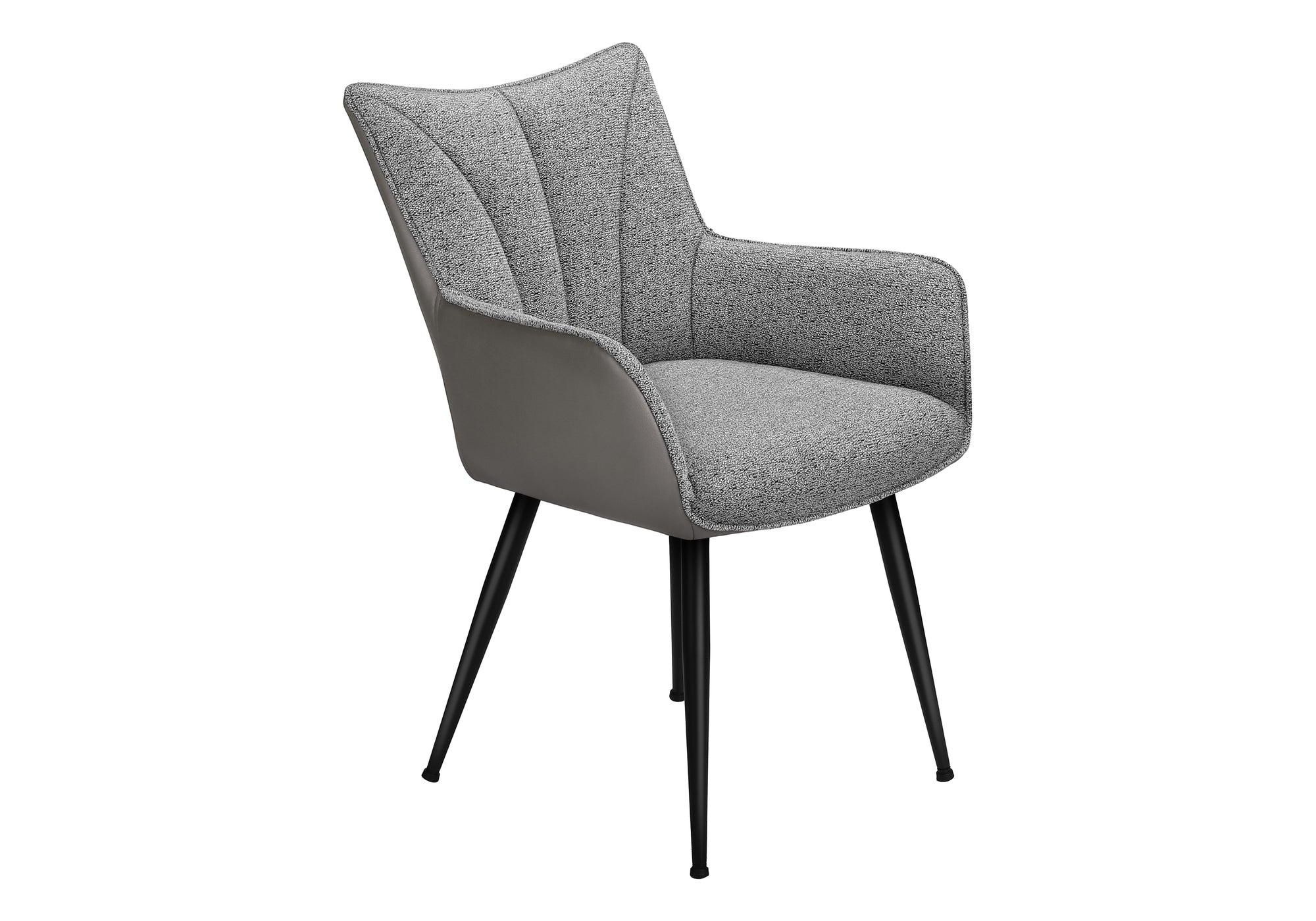 CHAISE - 2PCS / 34"H / SIMILI-CUIR GRIS / GRIS  / METAL NOIR – I 1168