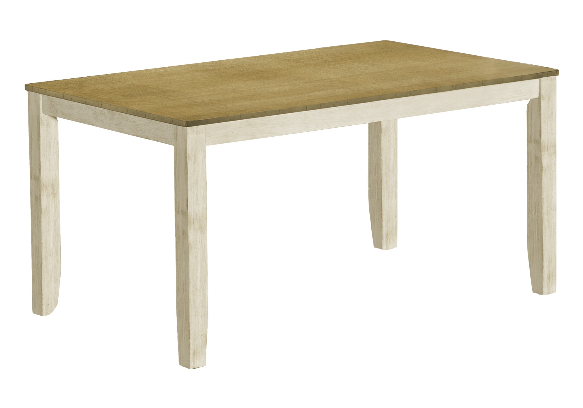 TABLE A MANGER - 36"X 60" BOIS PLAQUE ANTIQUE BLANC/ BRUN – I 1335