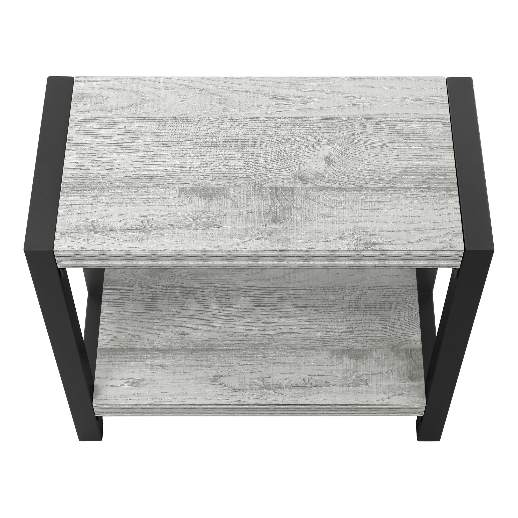 TABLE DE CHEVET - 22"H / GRIS / METAL NOIR – I 2082.