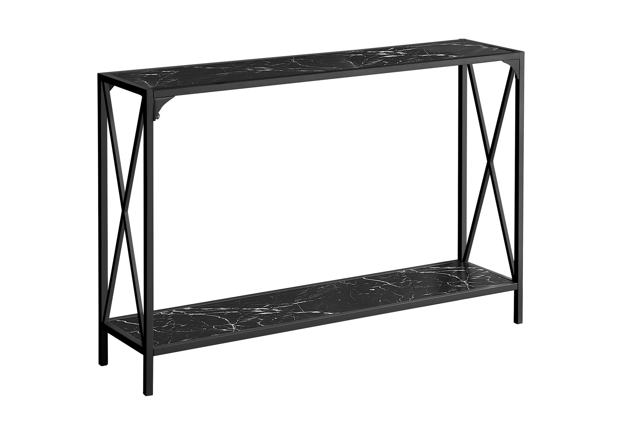 TABLE D'APPOINT - 48"L / MARBRE NOIR/CONSOLE D'ENTRE NOIR – I 2126.