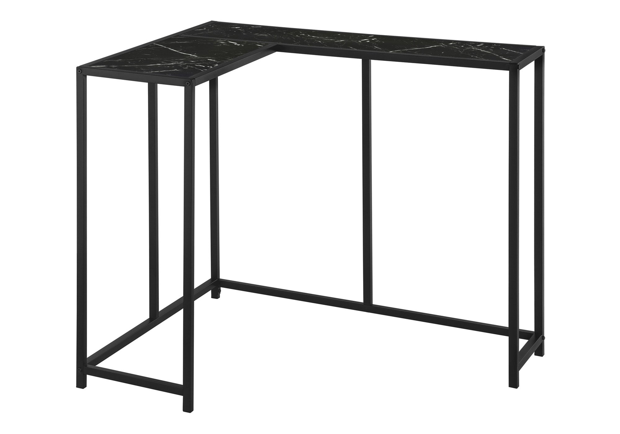TABLE D'APPOINT - 36"L / MARBRE NOIR / CONSOLE DE COIN – I 2158.