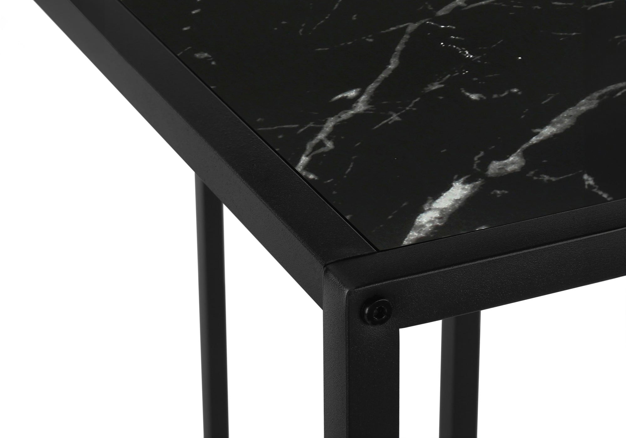 TABLE D'APPOINT - 36"L / MARBRE NOIR / CONSOLE DE COIN – I 2158.