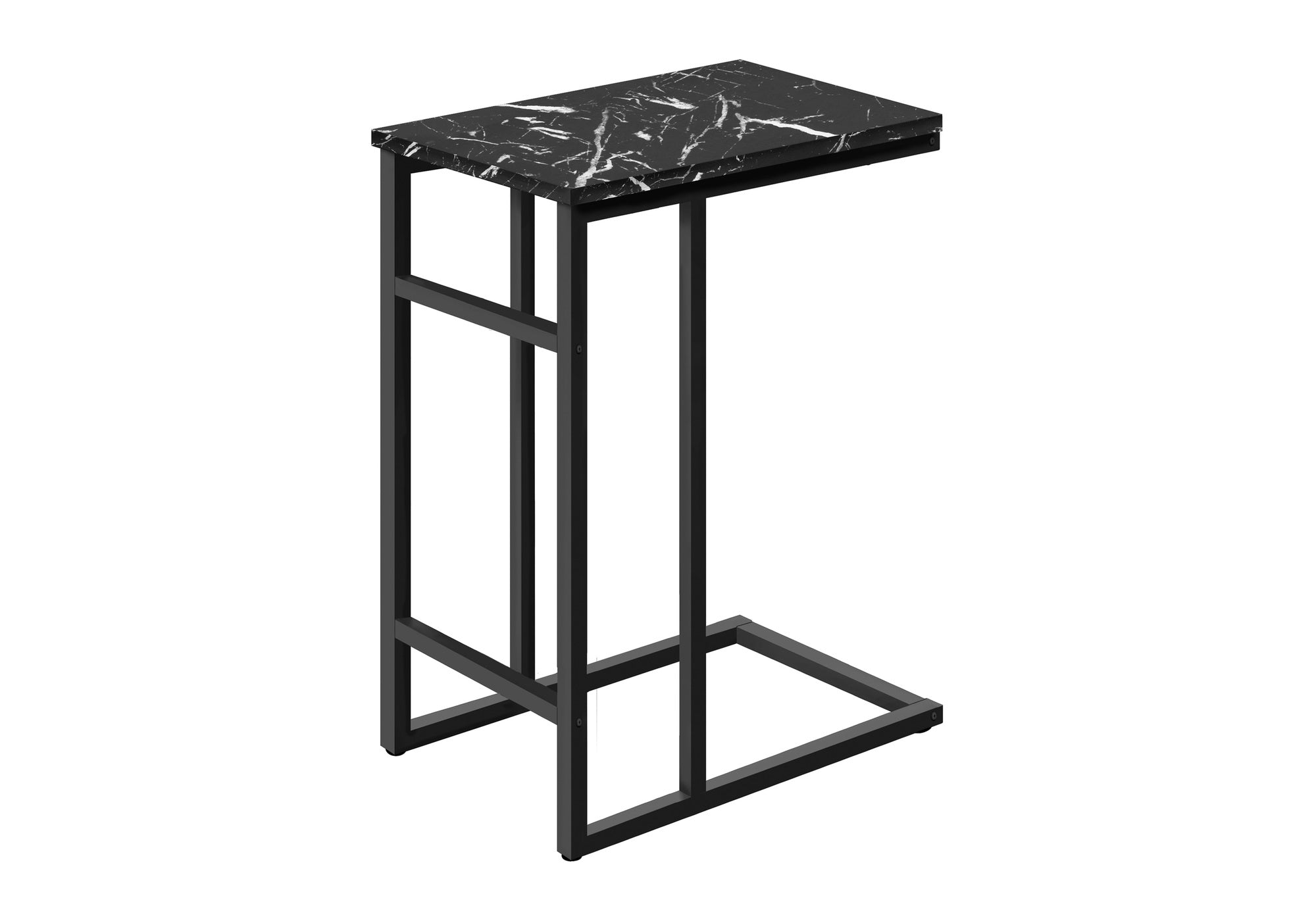 TABLE DE CHEVET - 24"H / MARBRE NOIR / METAL NOIR – I 2174.