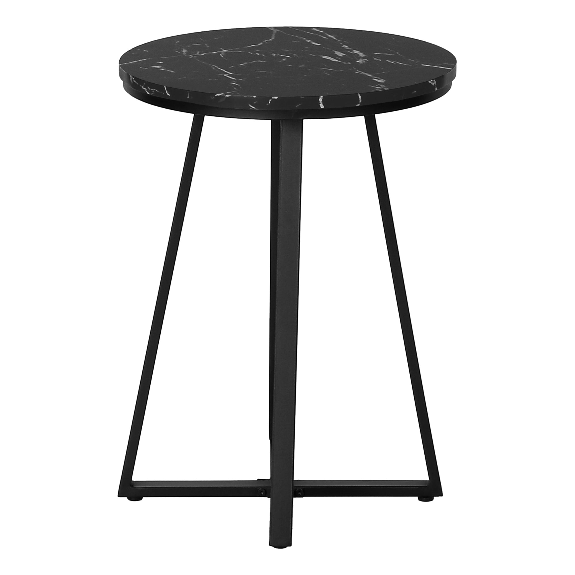 TABLE DE CHEVET - 22"H / MARBRE NOIR / METAL NOIR – I 2179.