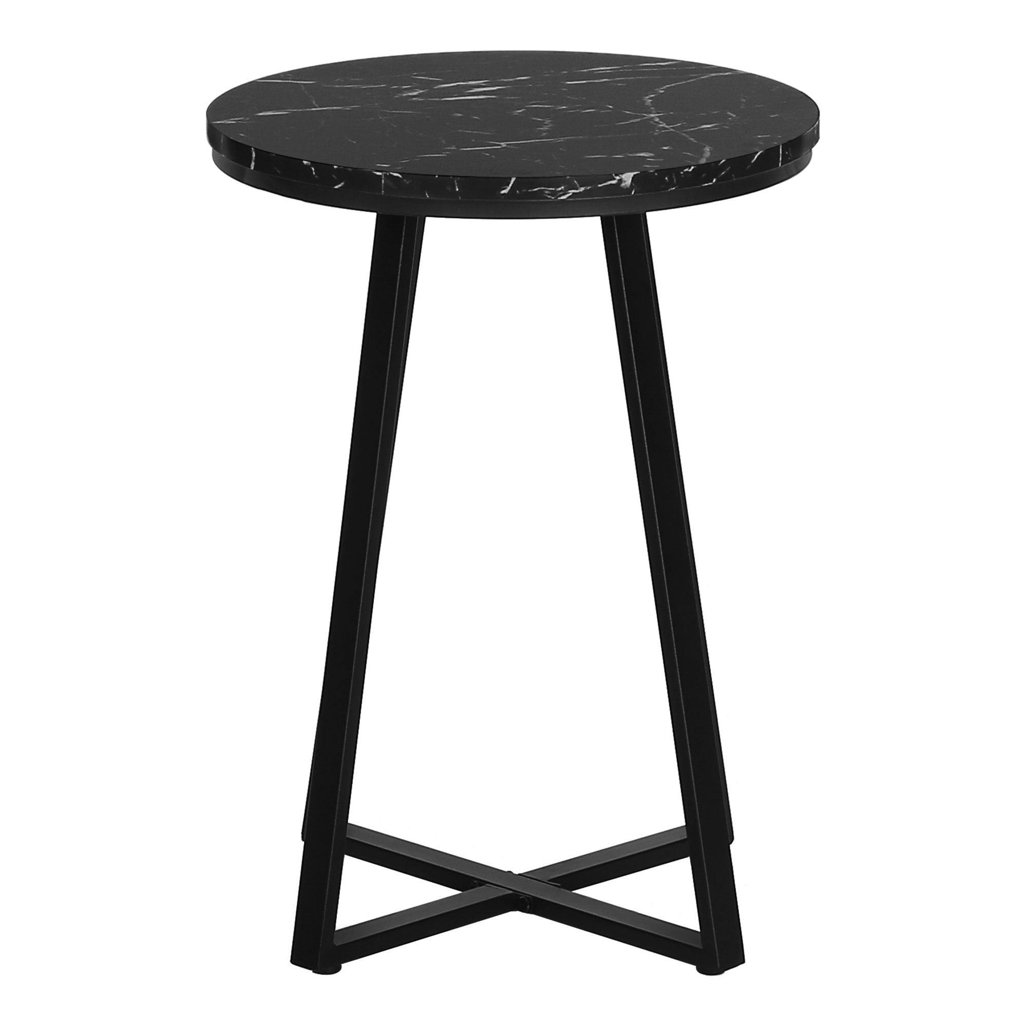 TABLE DE CHEVET - 22"H / MARBRE NOIR / METAL NOIR – I 2179.