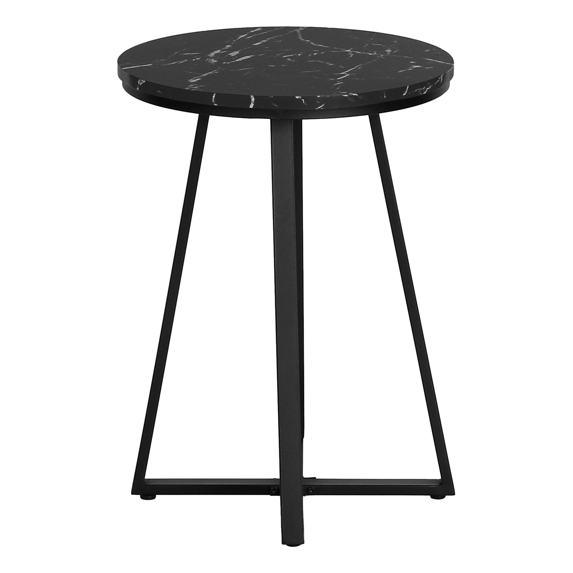 TABLE DE CHEVET - 22"H / MARBRE NOIR / METAL NOIR – I 2179.