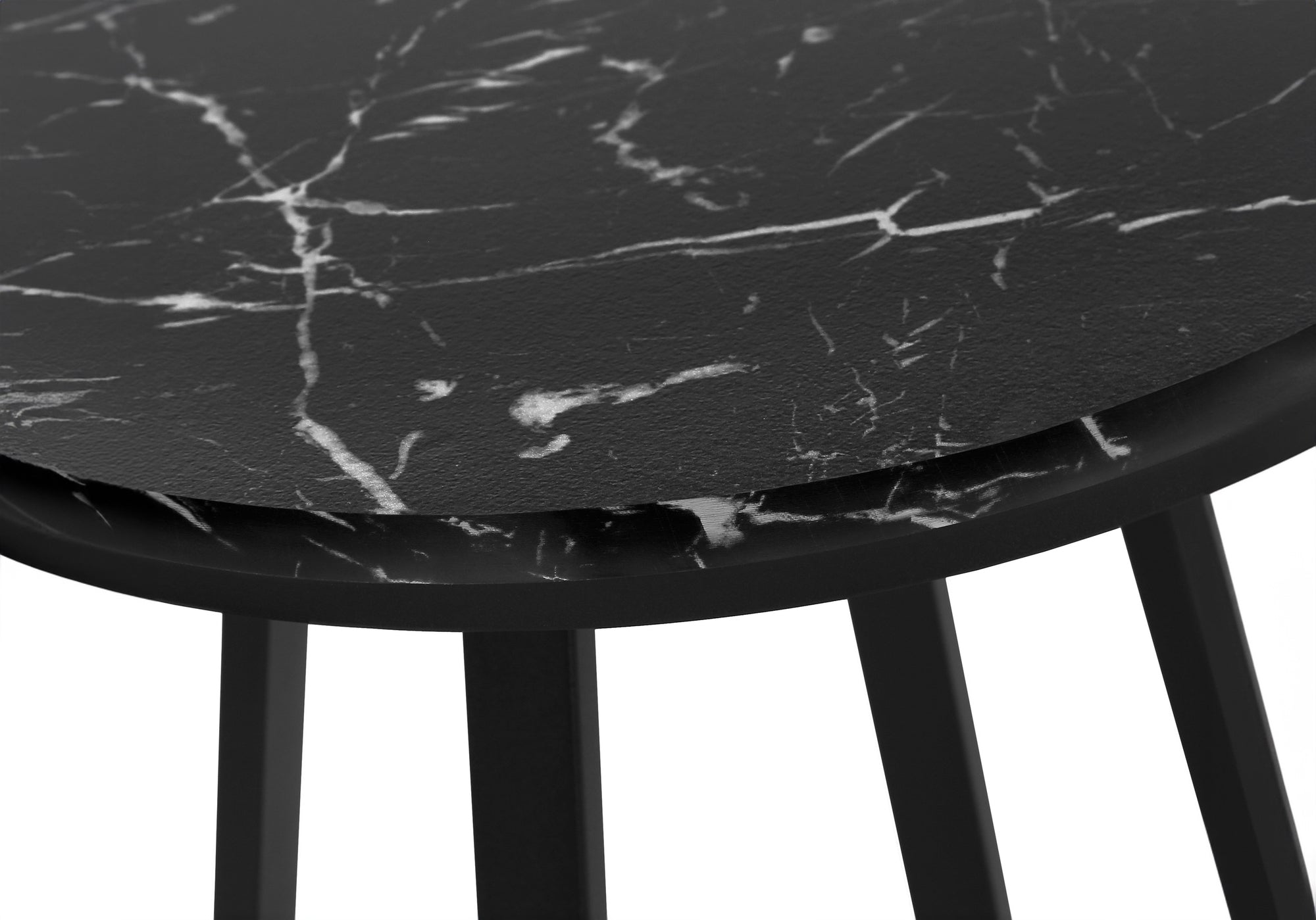 TABLE DE CHEVET - 22"H / MARBRE NOIR / METAL NOIR – I 2179.