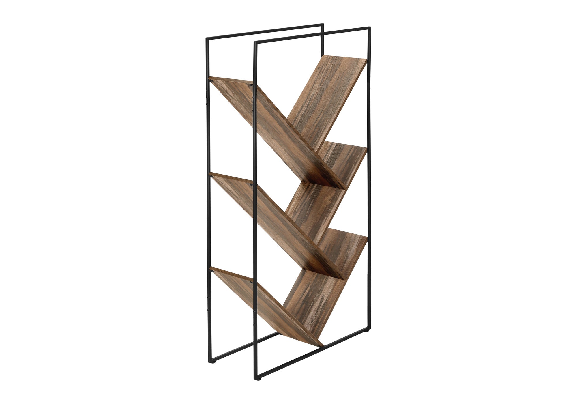 ETAGERE - 60"H / FAUX BOIS BRUN  / METAL NOIR – I 2202.
