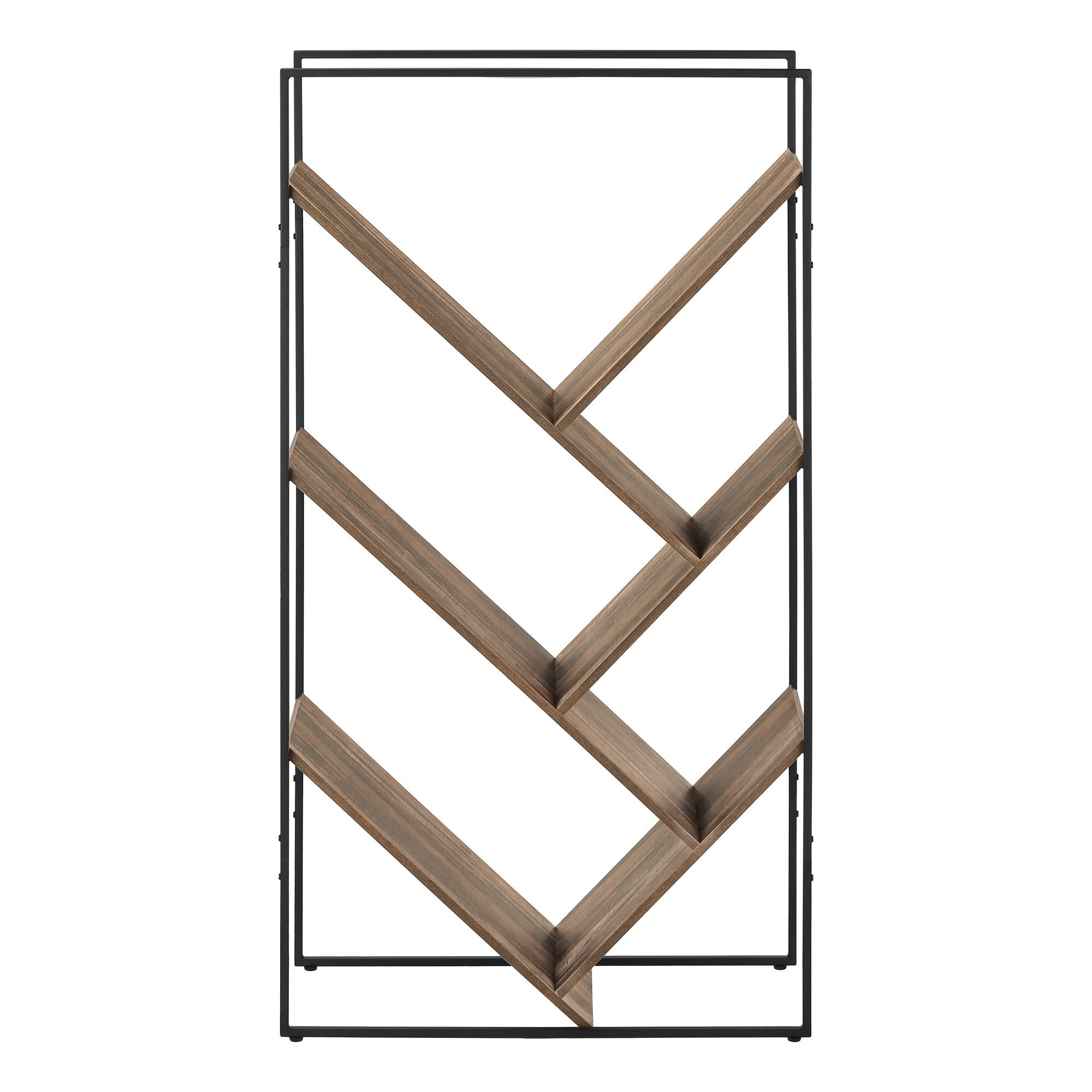 ETAGERE - 60"H / FAUX BOIS BRUN  / METAL NOIR – I 2202.