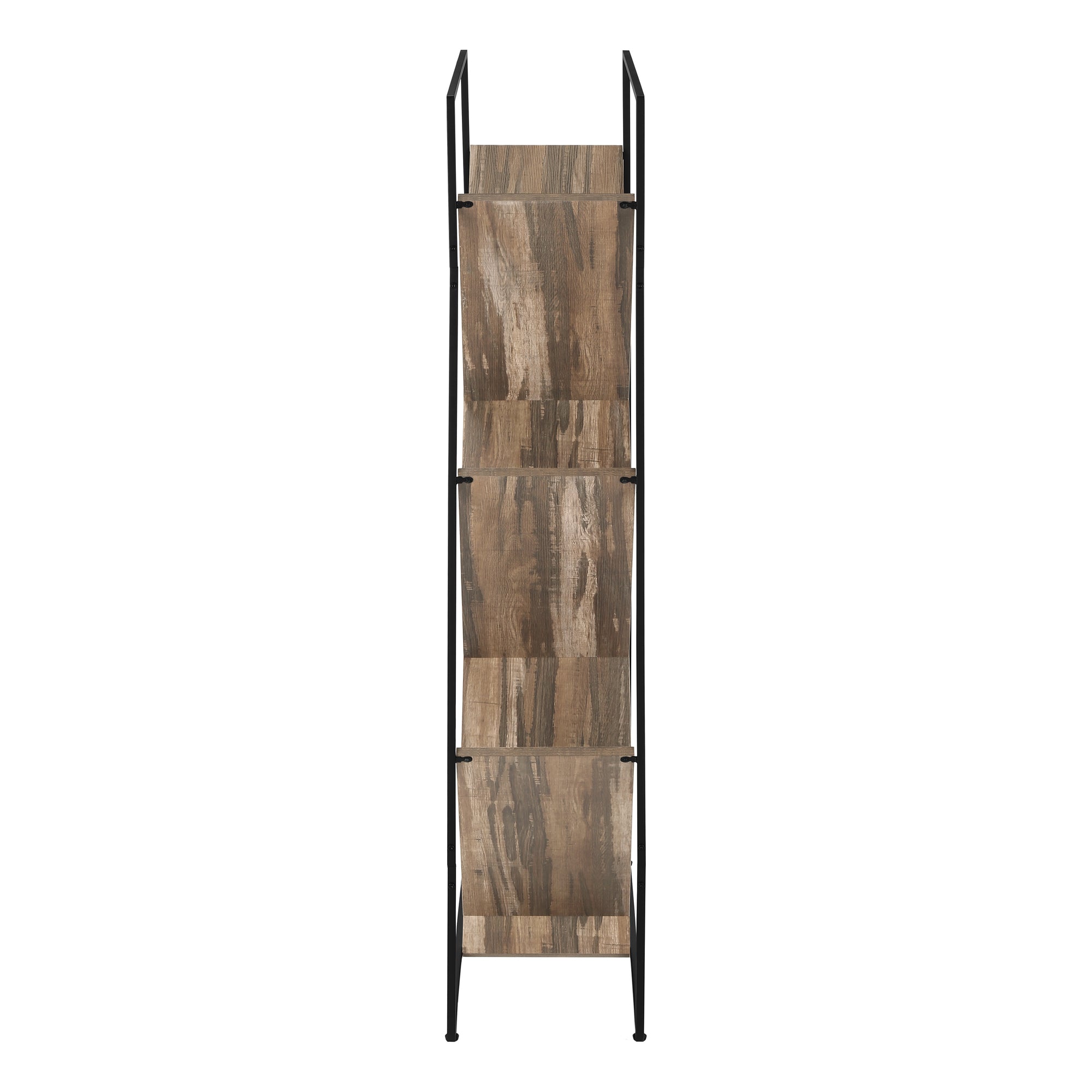 ETAGERE - 60"H / FAUX BOIS BRUN  / METAL NOIR – I 2202.