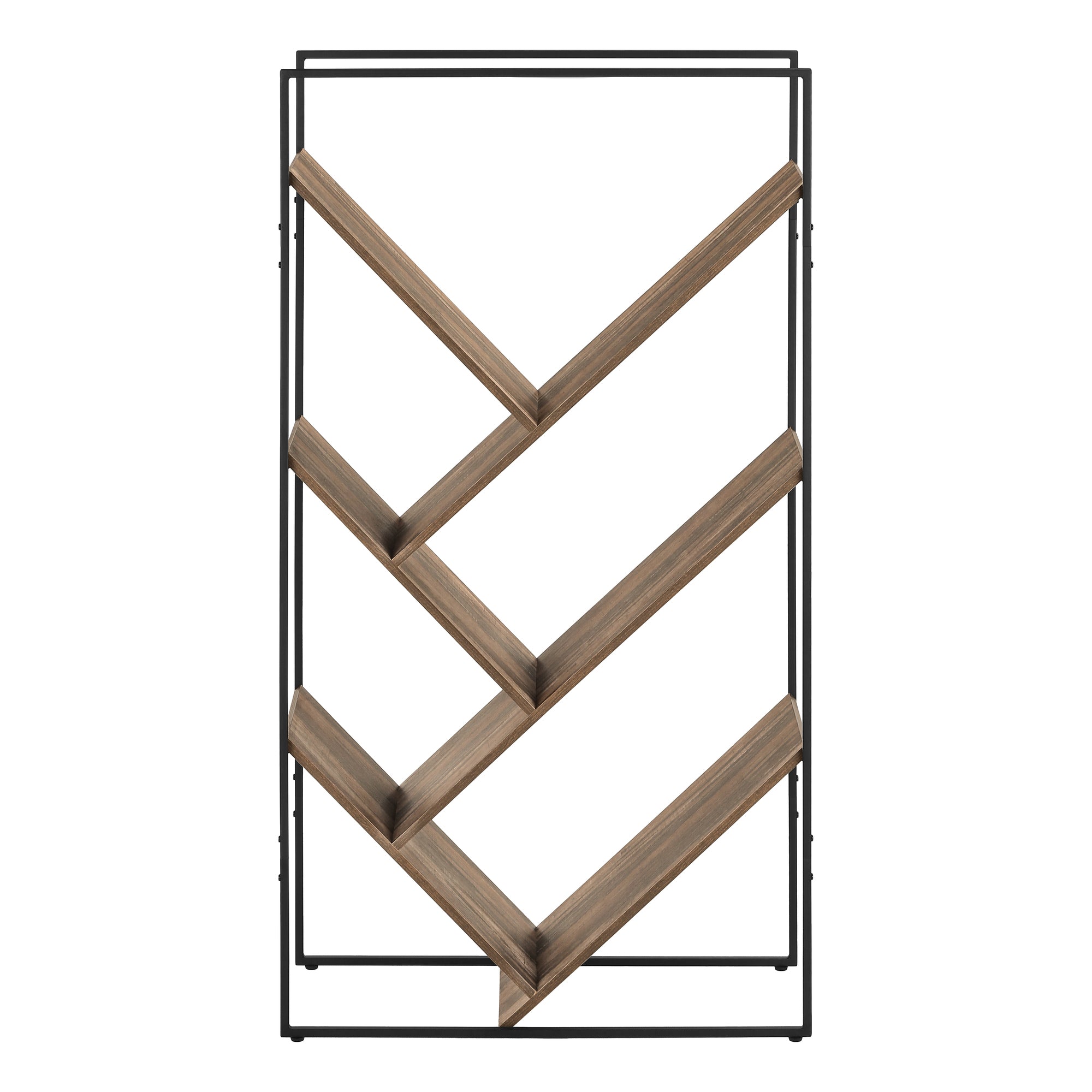 ETAGERE - 60"H / FAUX BOIS BRUN  / METAL NOIR – I 2202.