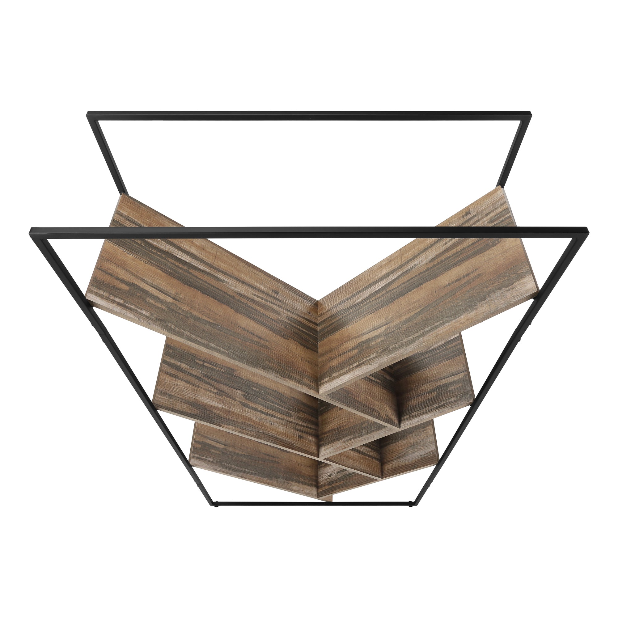 ETAGERE - 60"H / FAUX BOIS BRUN  / METAL NOIR – I 2202.