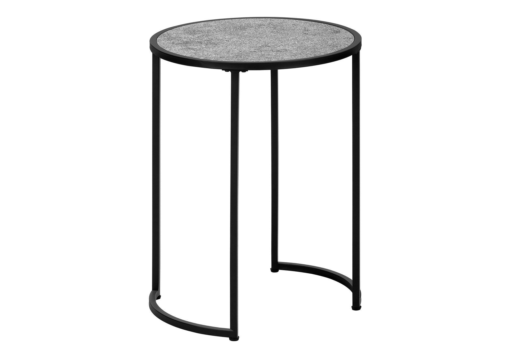 TABLE DE CHEVET - 24"H / FAUSSE PIERRE GRISE / METAL NOIR – I 2206.