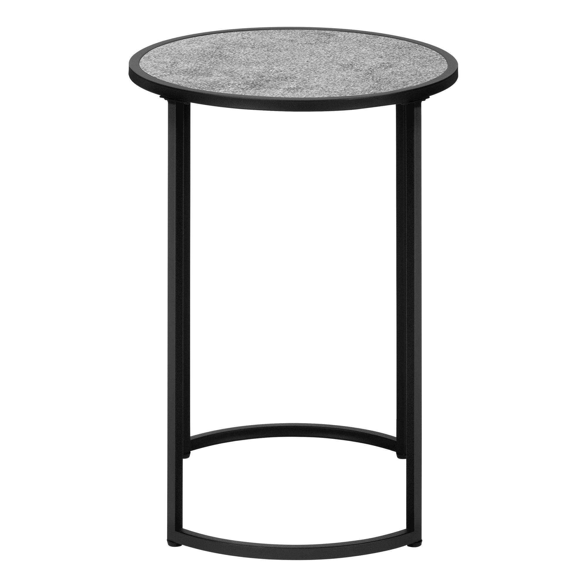 TABLE DE CHEVET - 24"H / FAUSSE PIERRE GRISE / METAL NOIR – I 2206.