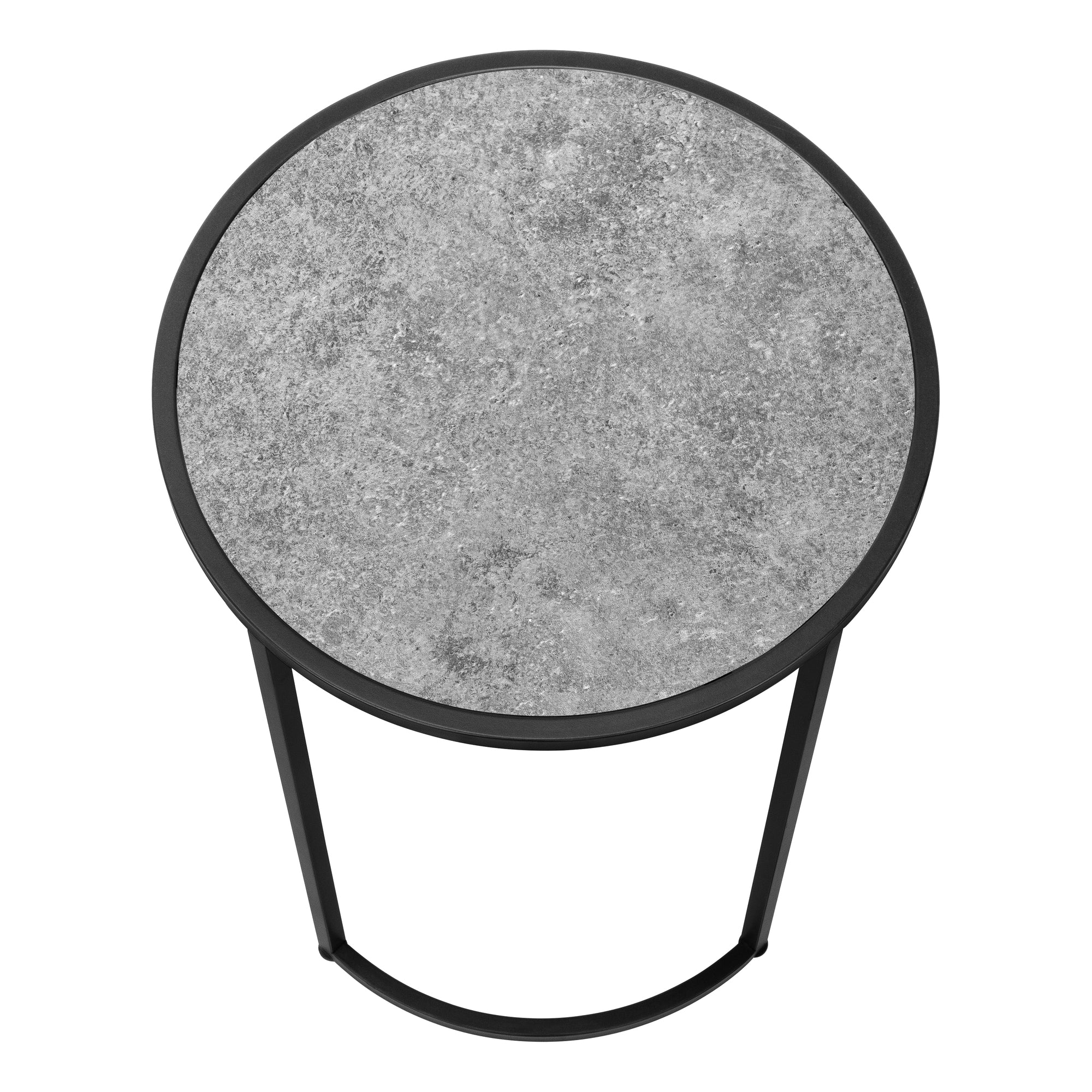 TABLE DE CHEVET - 24"H / FAUSSE PIERRE GRISE / METAL NOIR – I 2206.