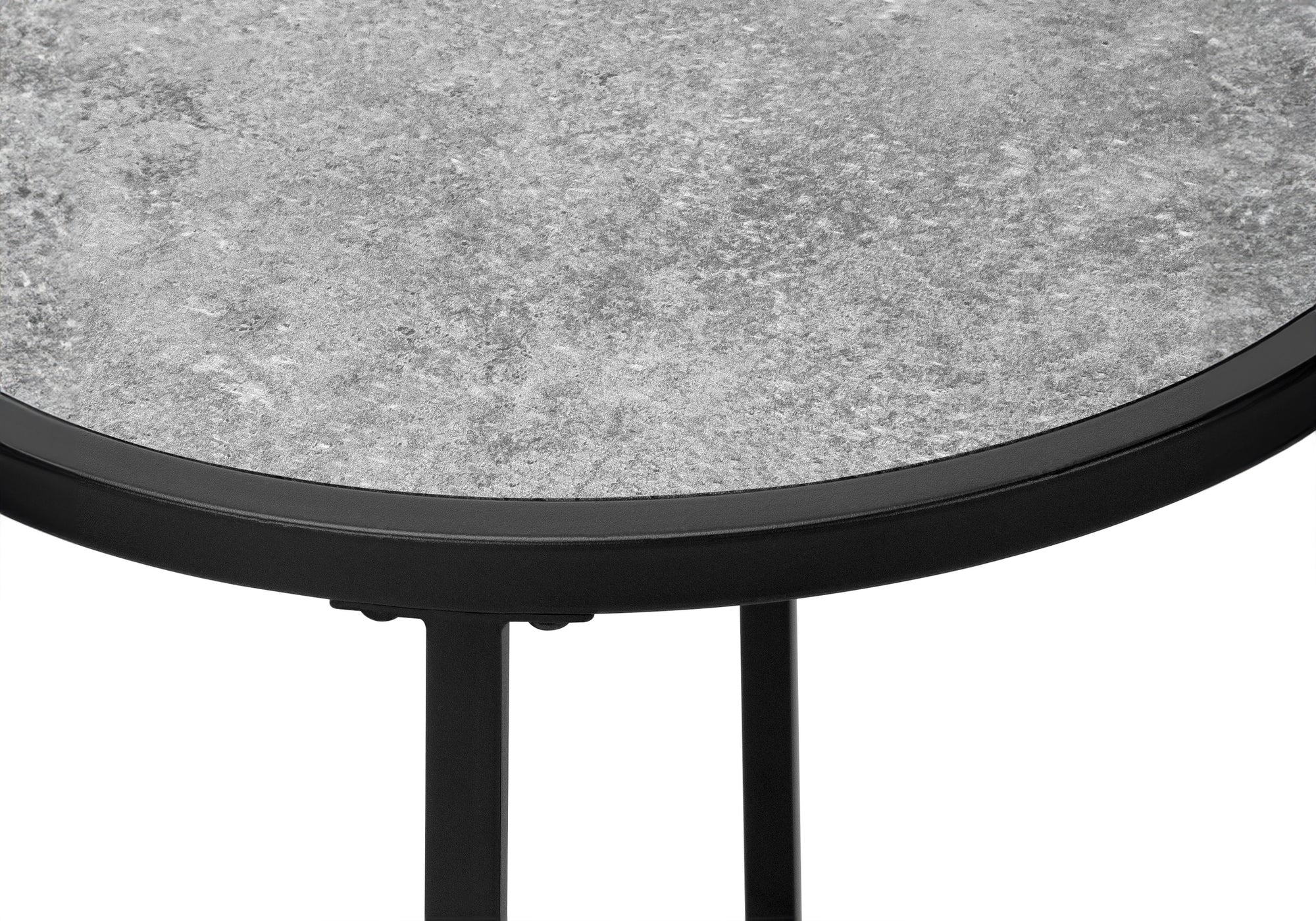 TABLE DE CHEVET - 24"H / FAUSSE PIERRE GRISE / METAL NOIR – I 2206.