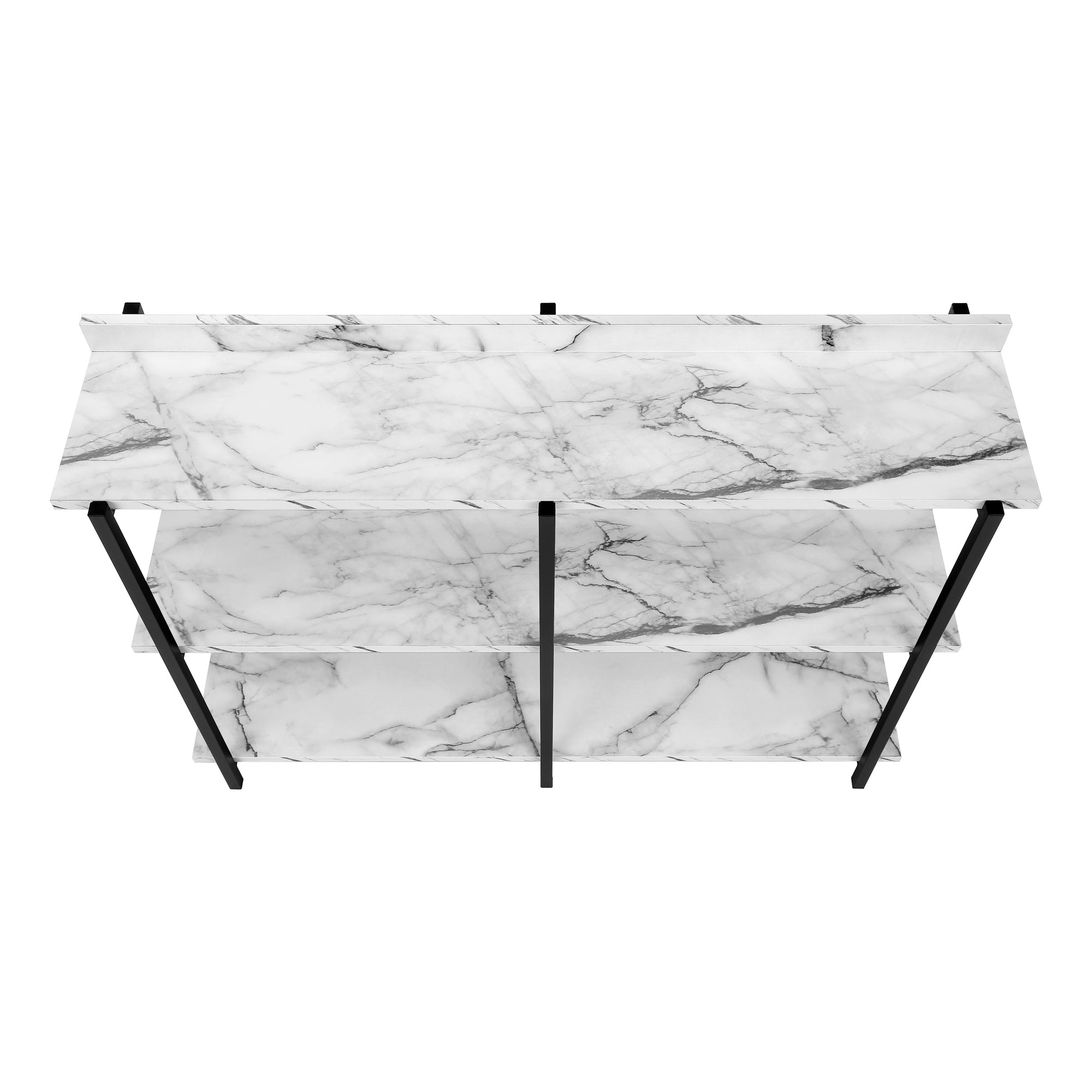 TABLE D'APPOINT - 48"L / CONSOLE MARBRE BLANC/ METAL NOIR – I 2221.